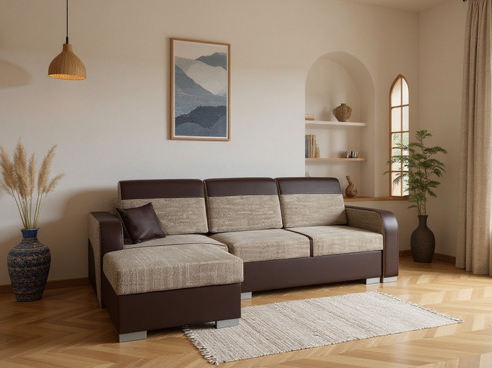 Corner sofa Edinburg 102 (Cayenne 1113 + Nevada 04)