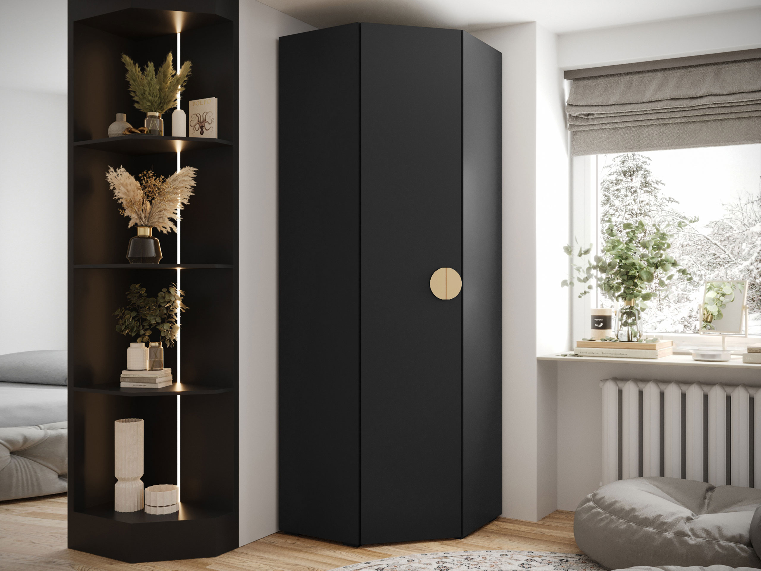 Corner wardrobe Hartford 568 (Black)