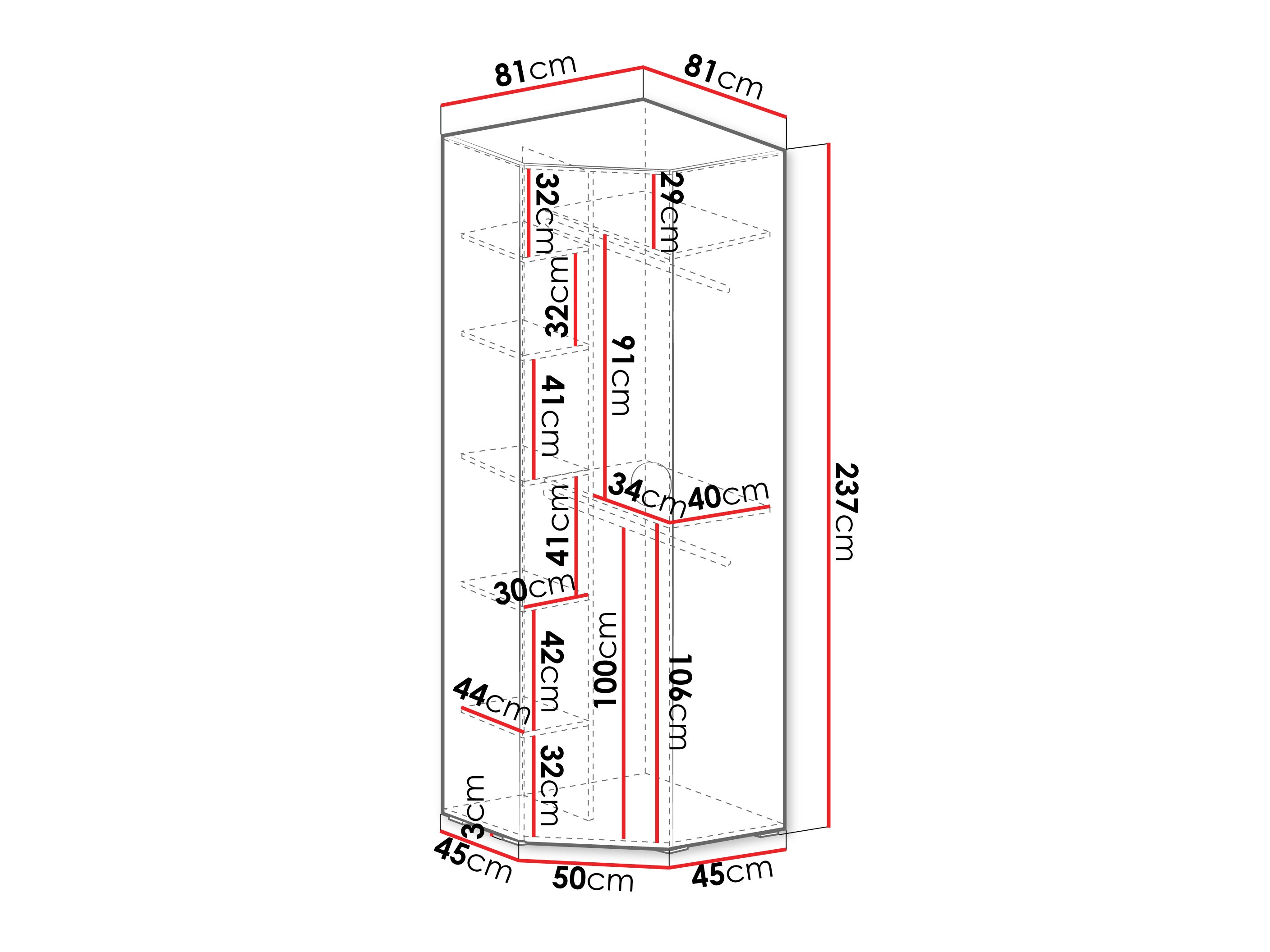 Corner wardrobe Hartford 568 (Black)