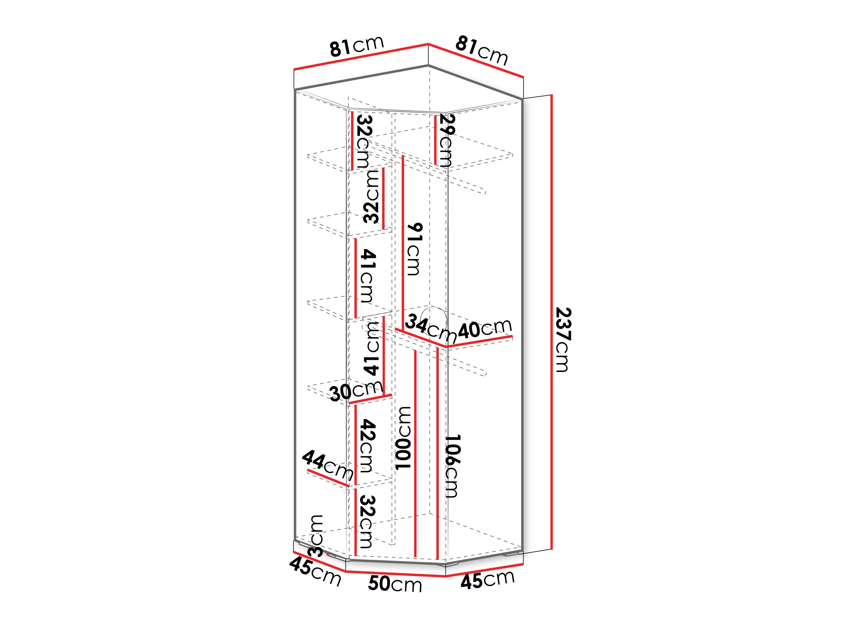 Corner wardrobe Hartford 568 (Black)