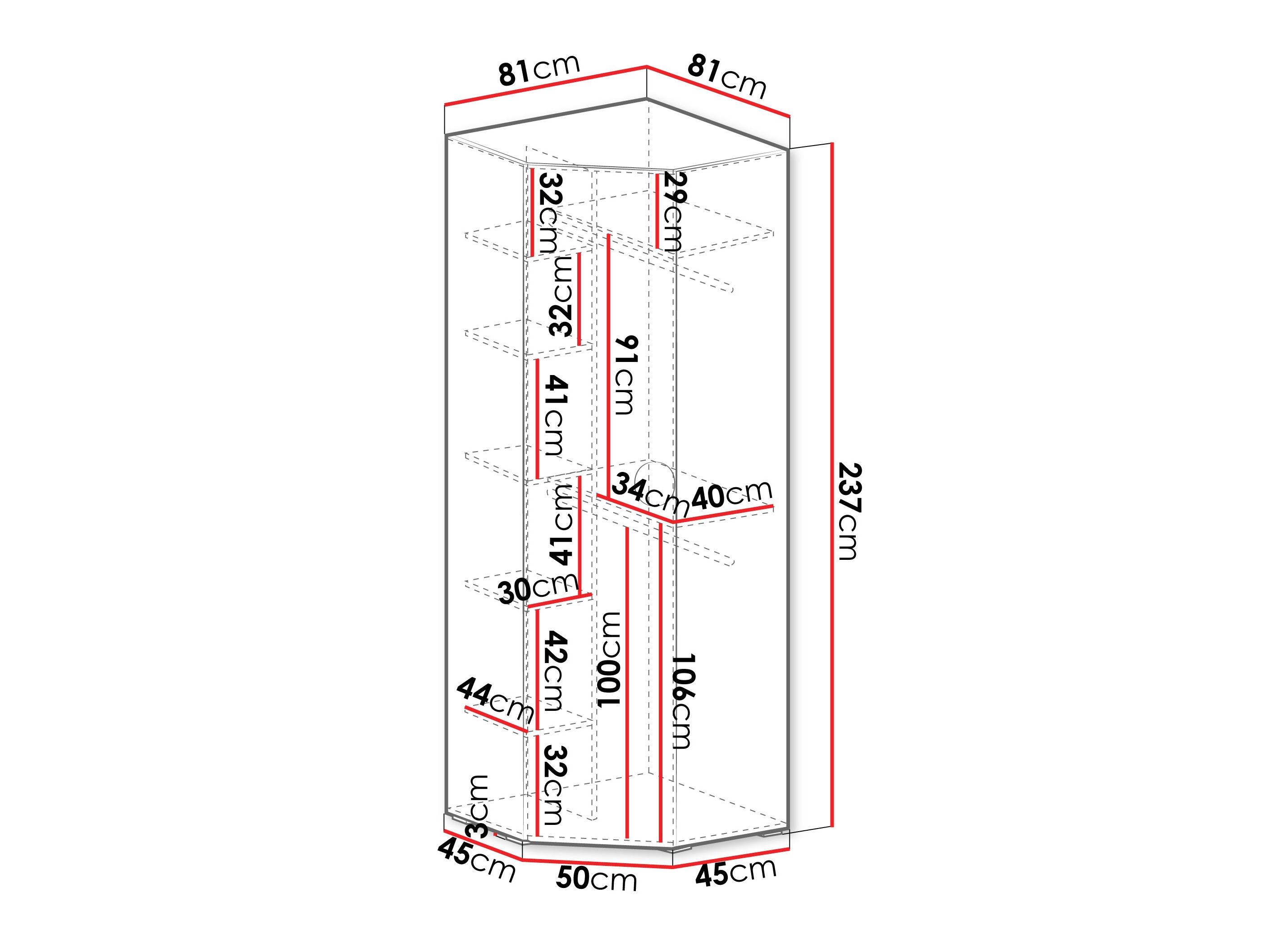Corner wardrobe Hartford 568 (White)