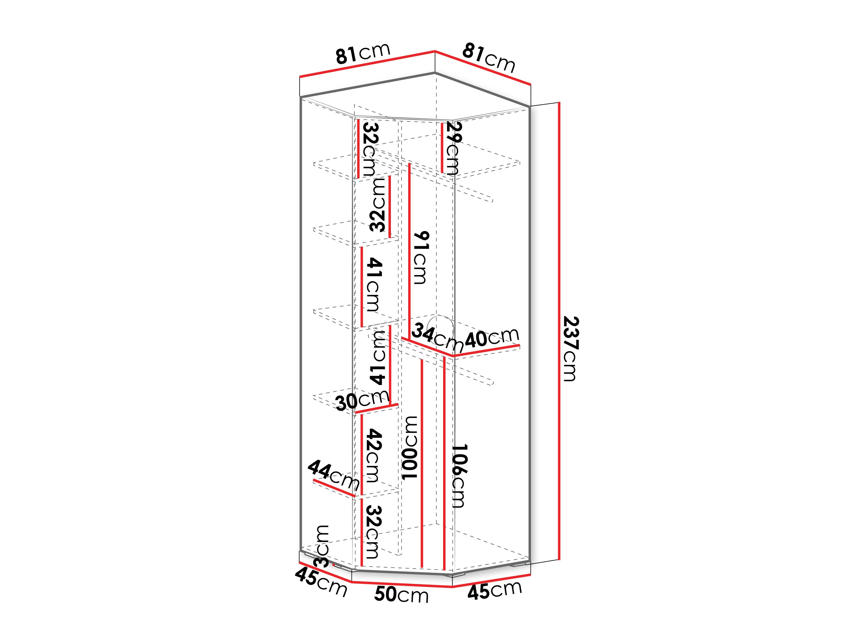 Corner wardrobe Hartford 568 (White)