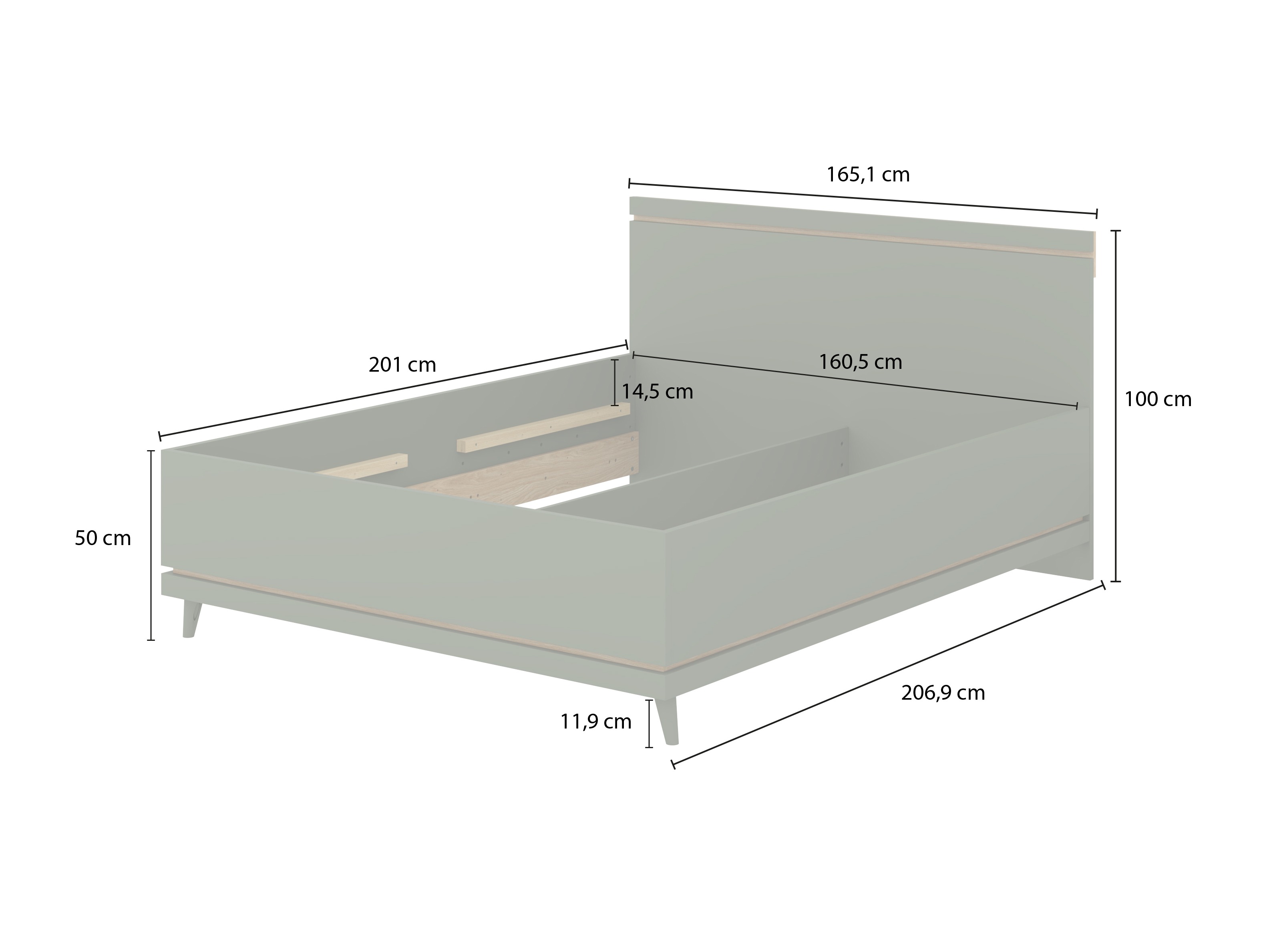 Bed Fertalu 107 (Green + Oak)