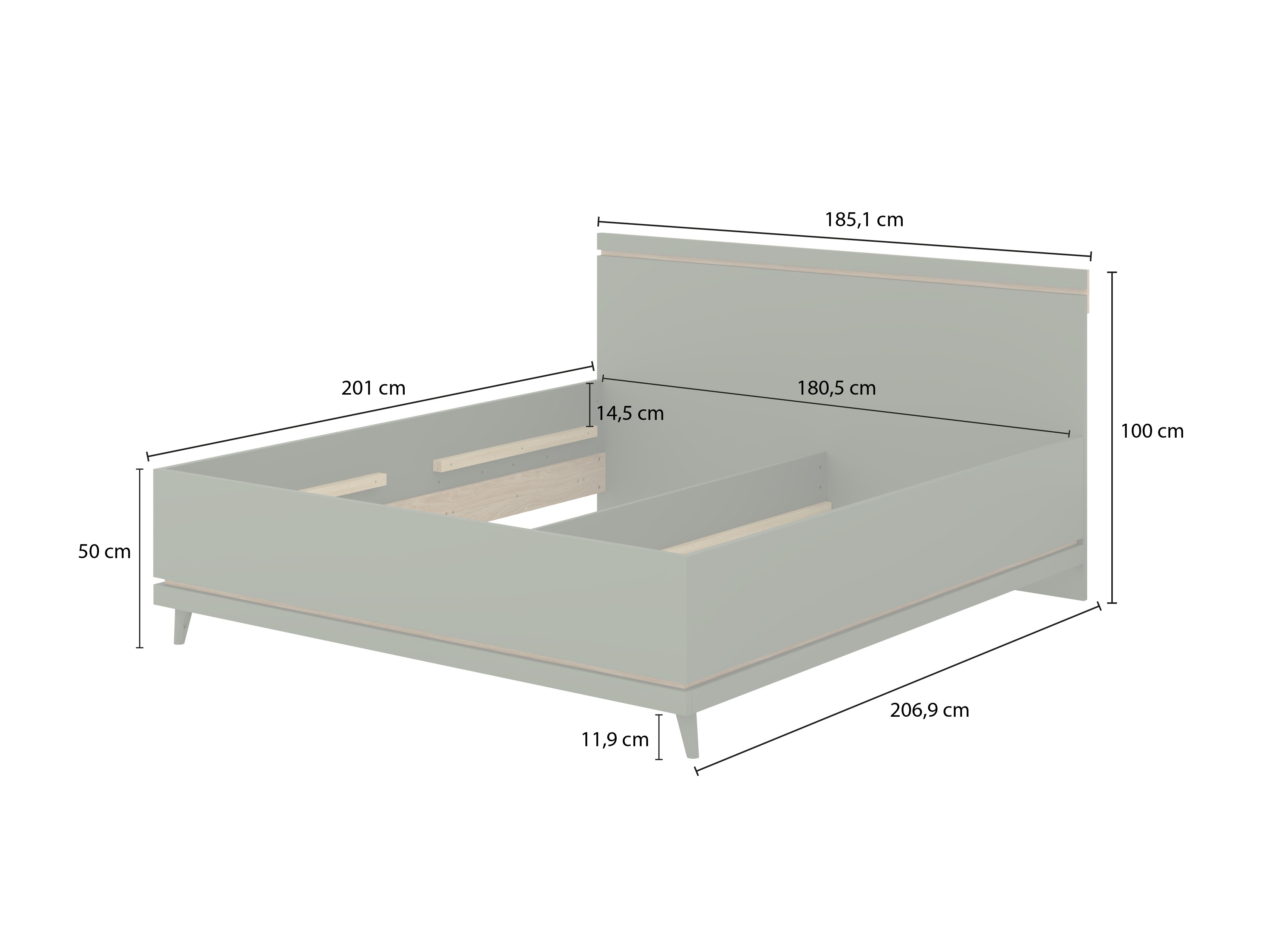 Bed Fertalu 107 (Green + Oak)
