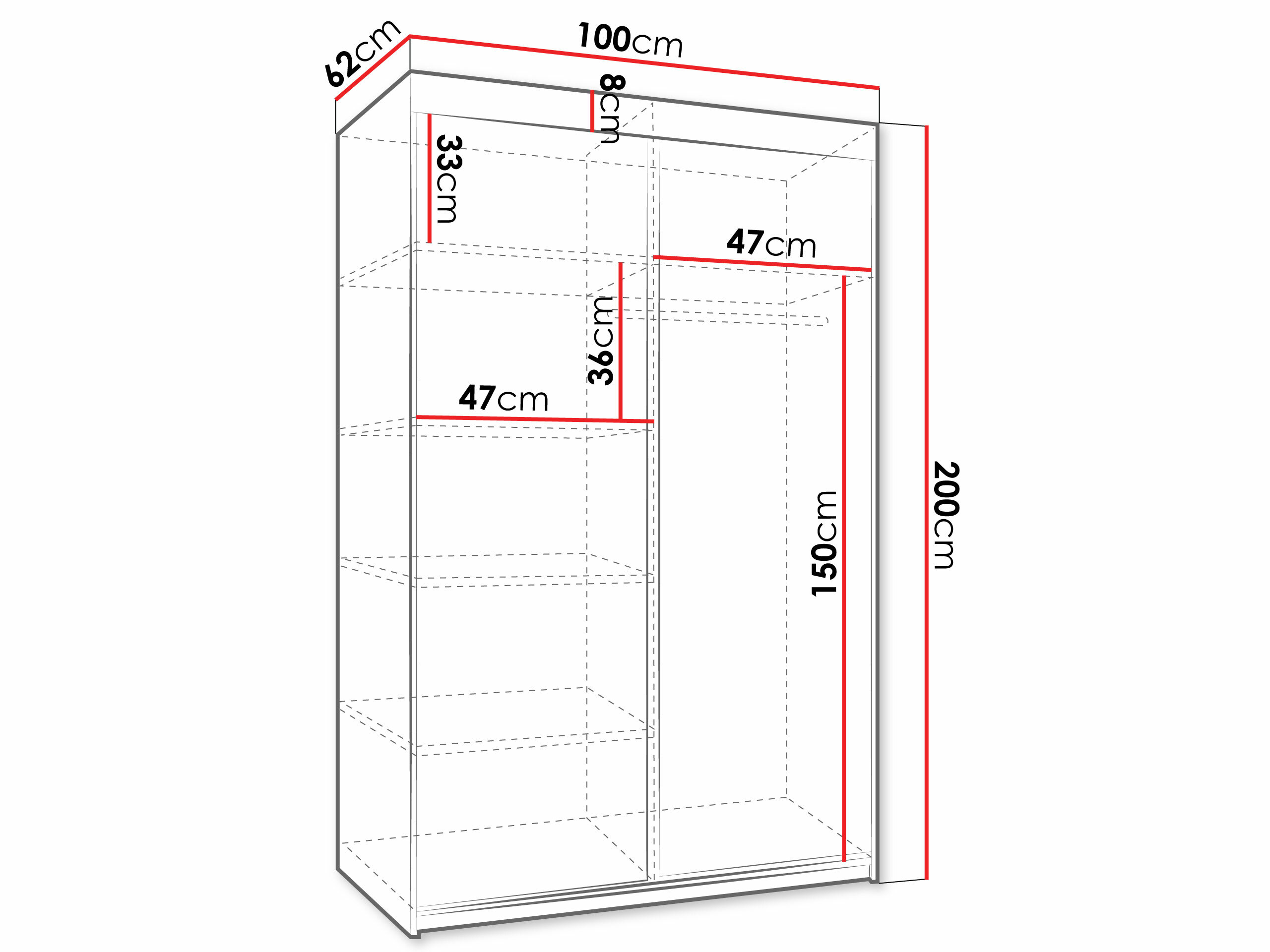 Wardrobe Dover 102 (Dark ash)