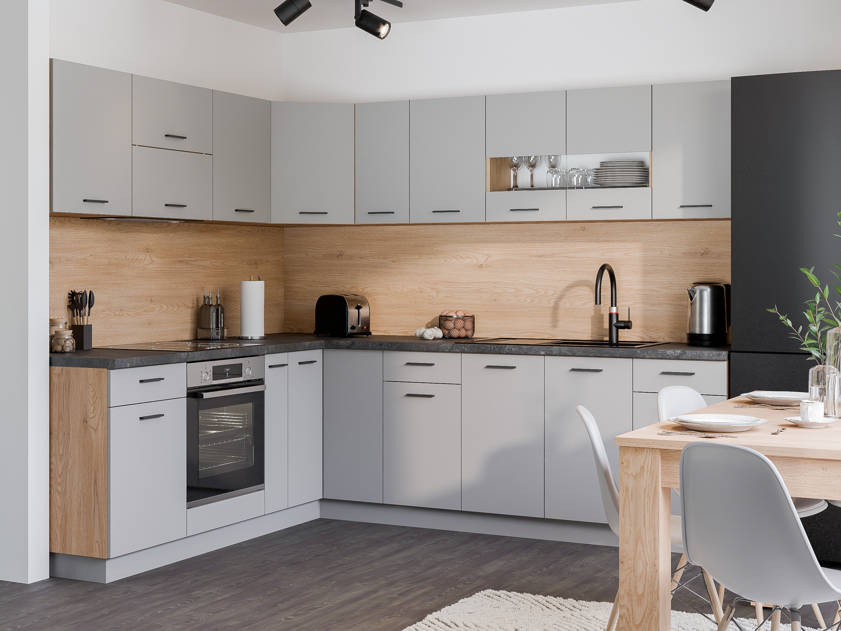 Modular wall-mounted corner cabinet Ati Grey 125