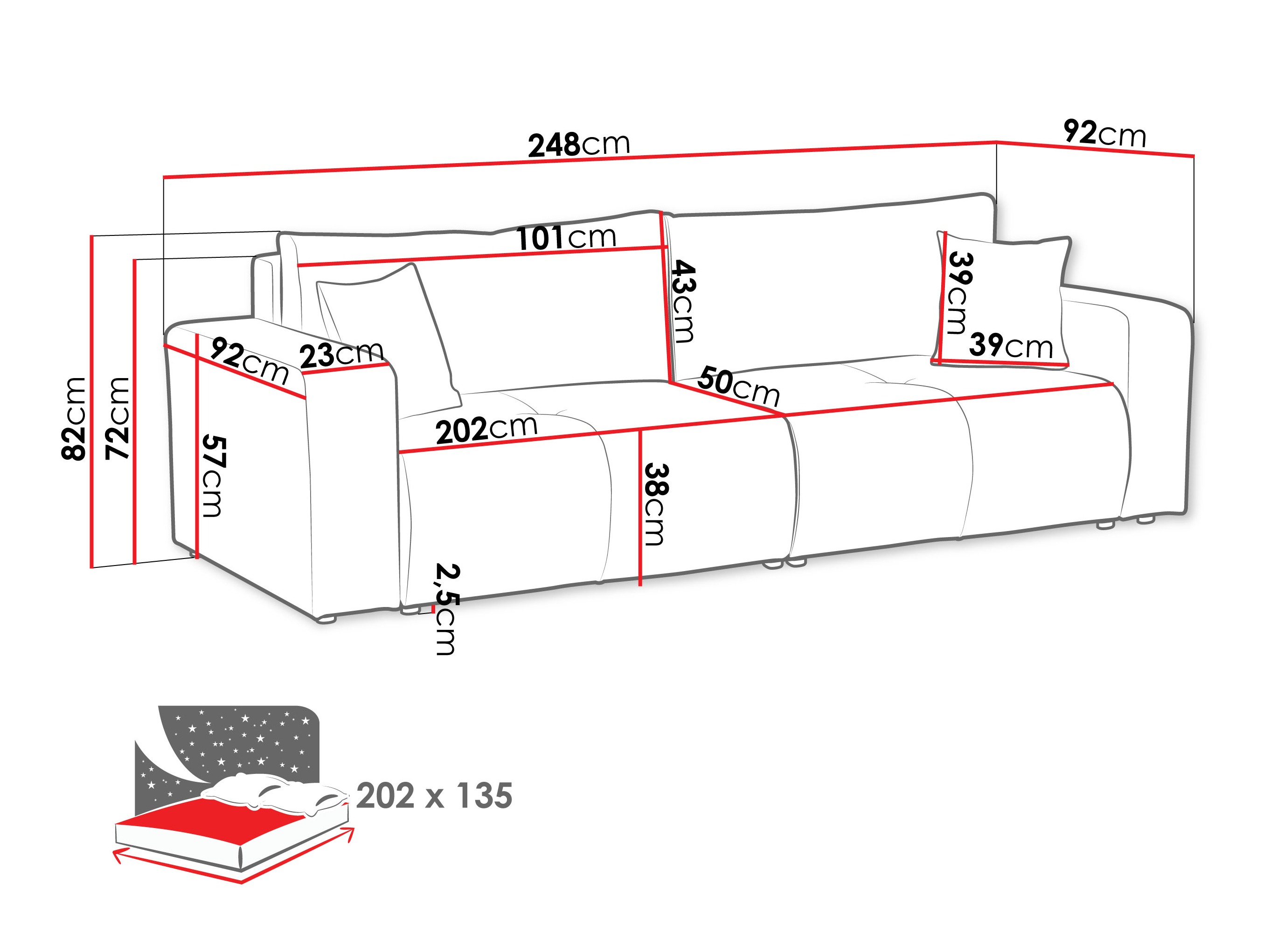 Sofa bed Comfivo Laurus (Coral 15)