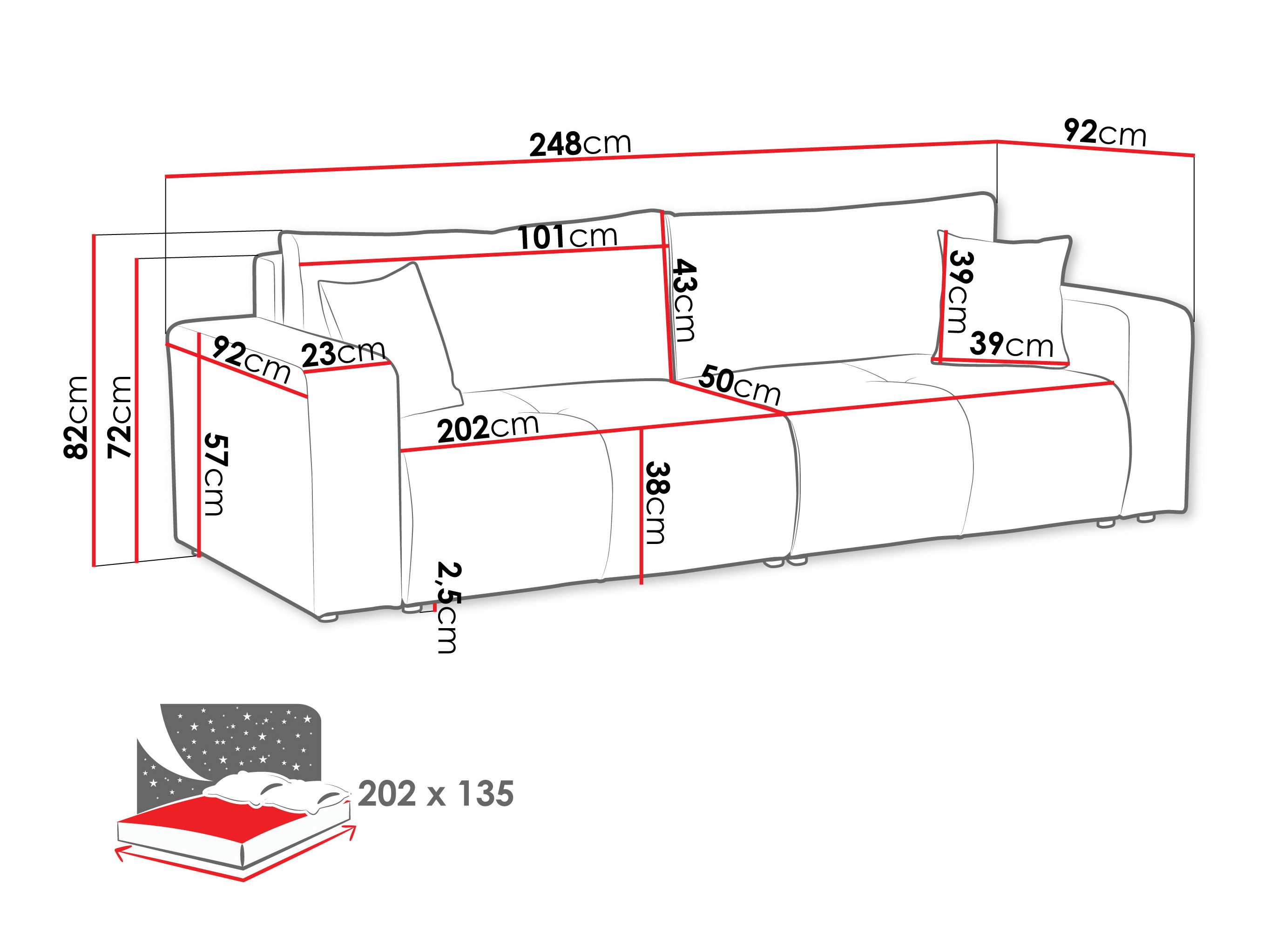 Sofa bed Comfivo Laurus (Coral 45)
