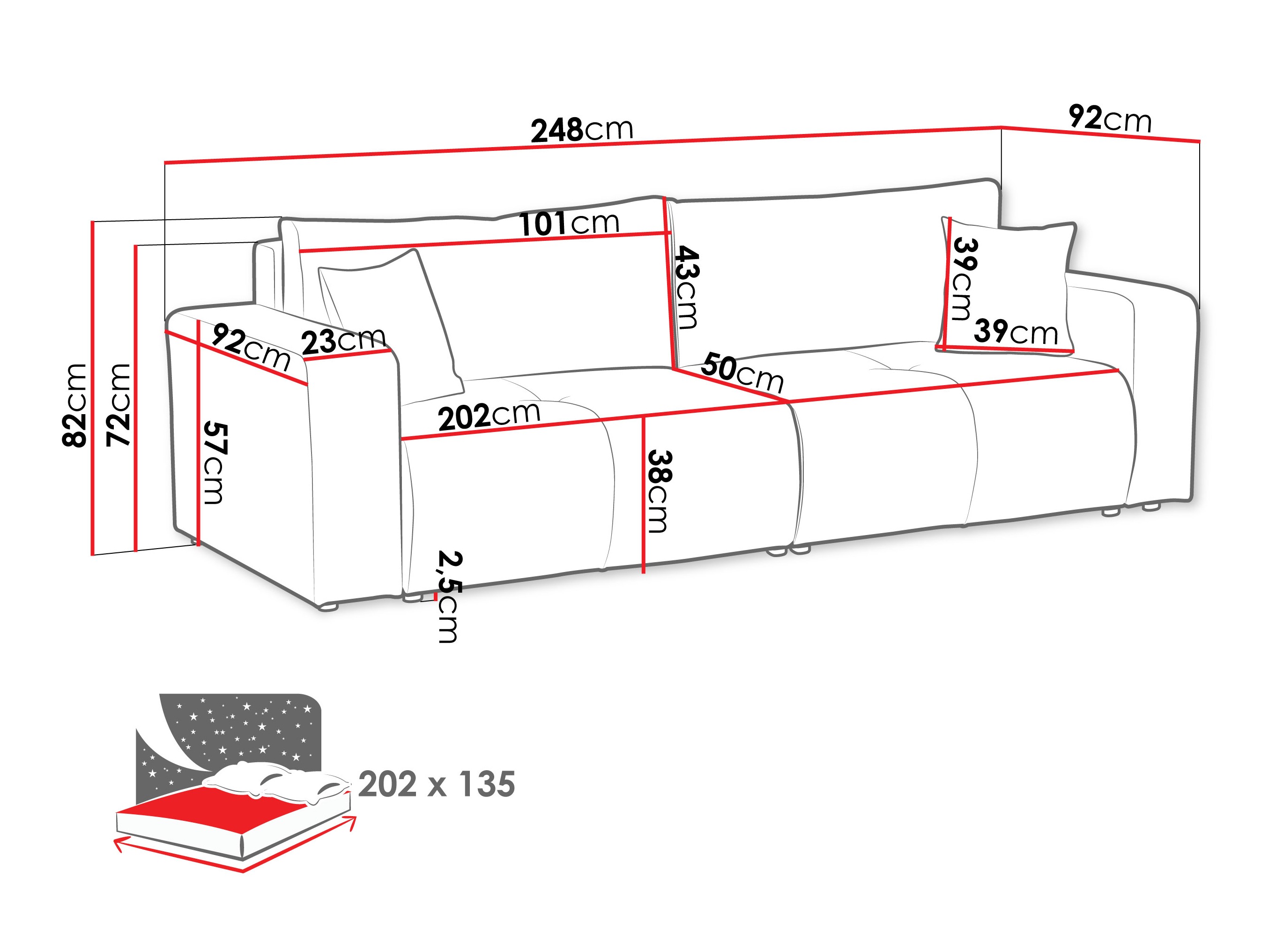 Sofa bed Comfivo Laurus (Coral 75)