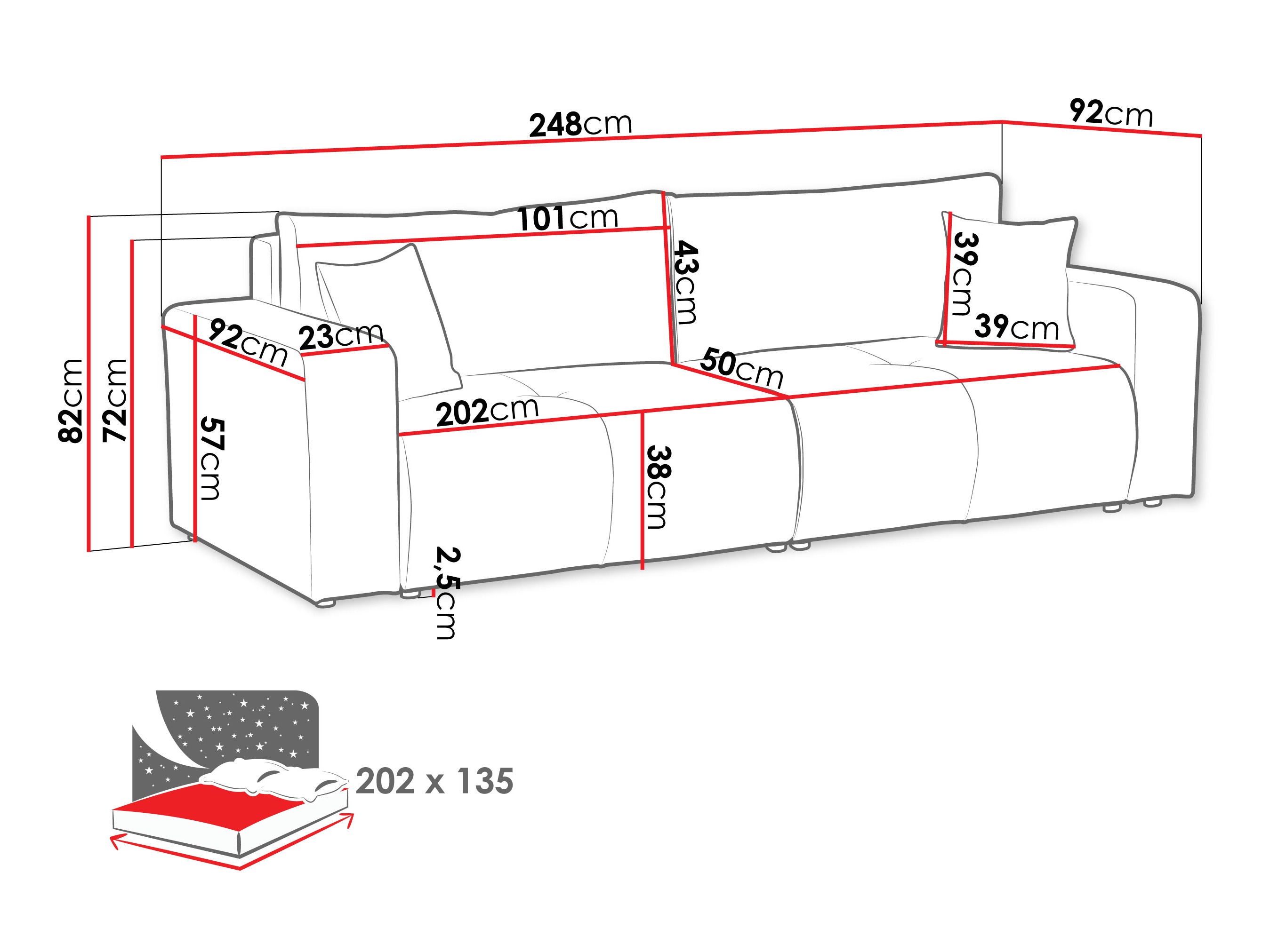 Sofa bed Comfivo Laurus (Coral 80)