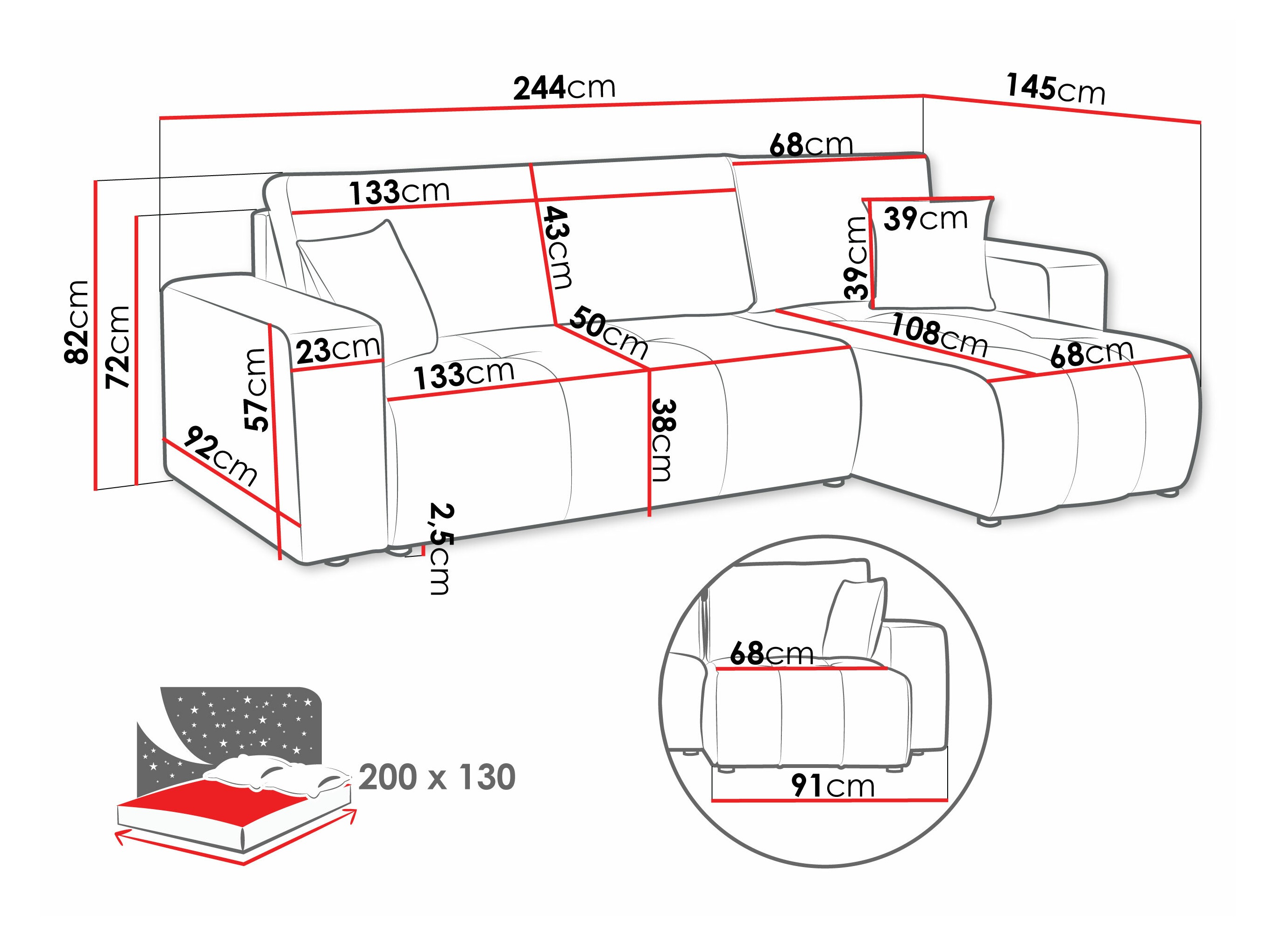 Corner sofa Comfivo Laurus (Coral 50)