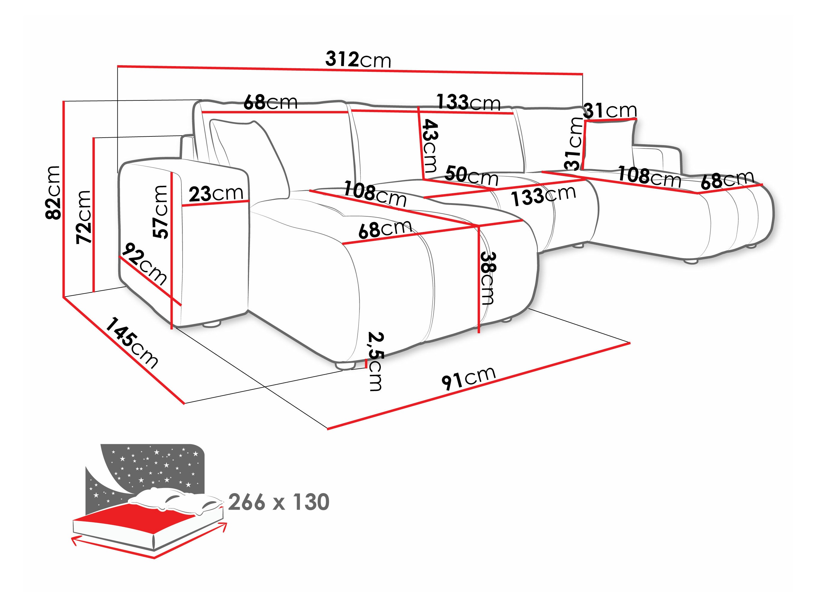 Corner sofa Comfivo Laurus II (Coral 80)