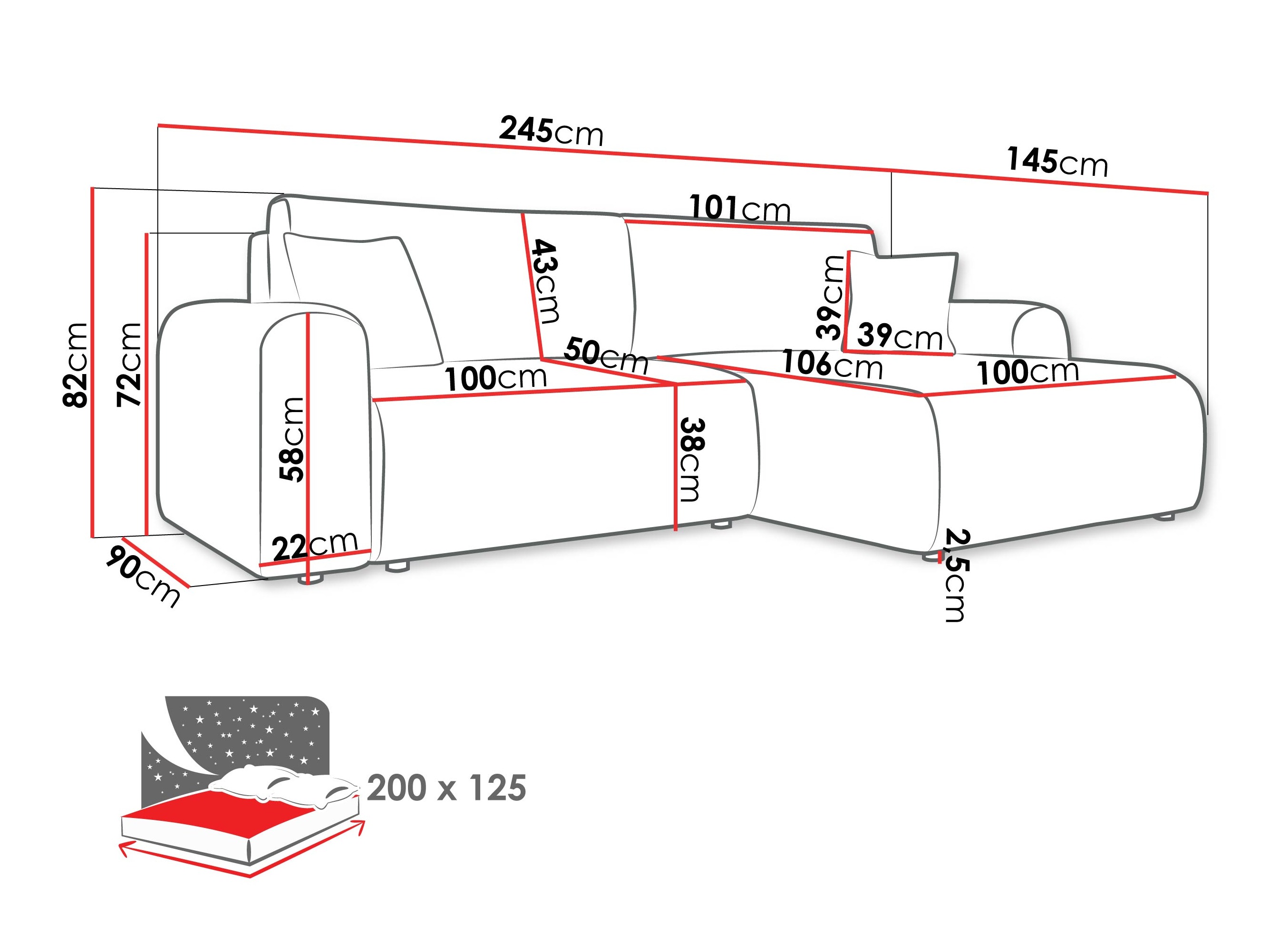 Corner sofa Luxum (Taro 01)