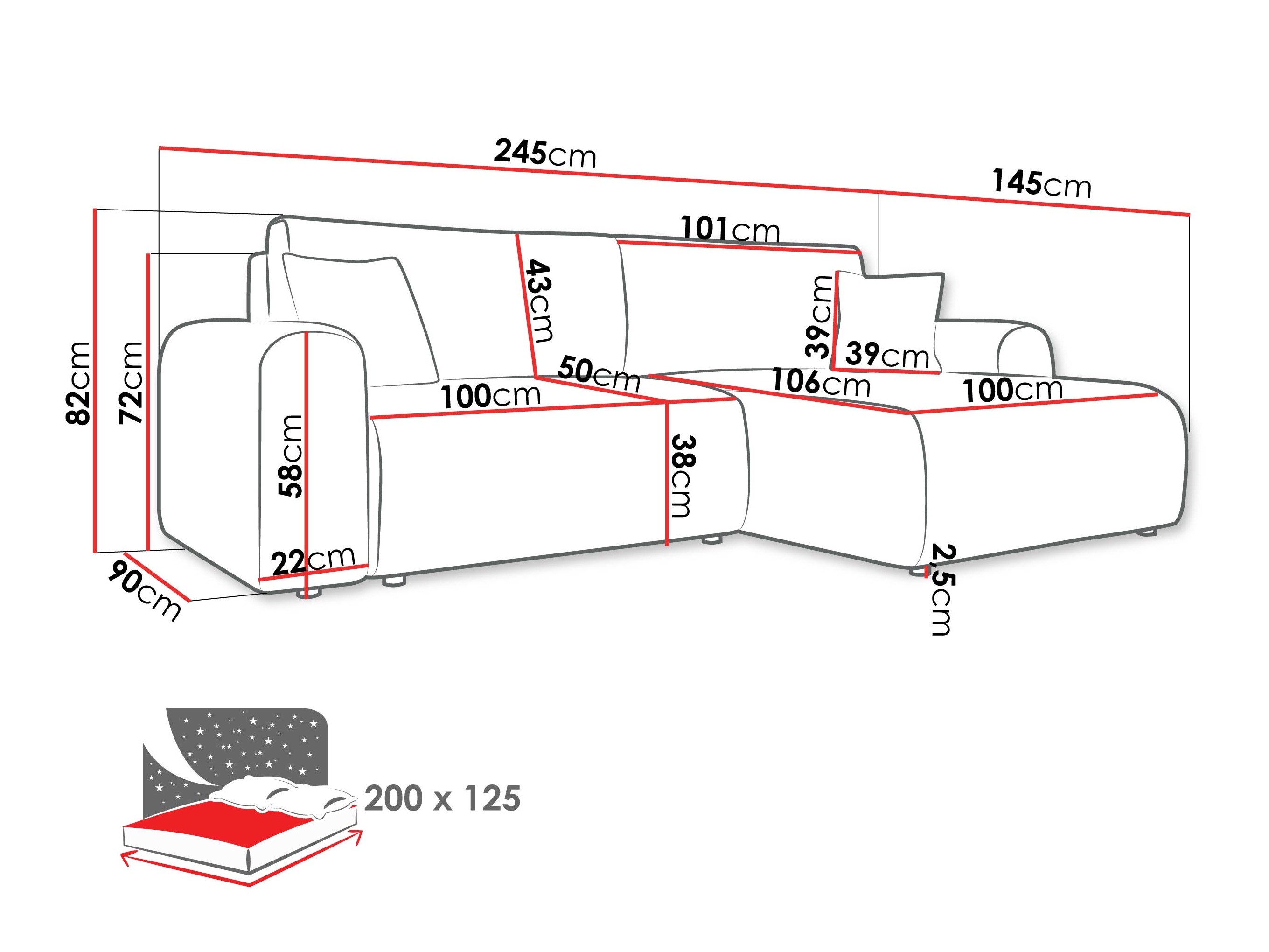 Corner sofa Luxum (Taro 57)