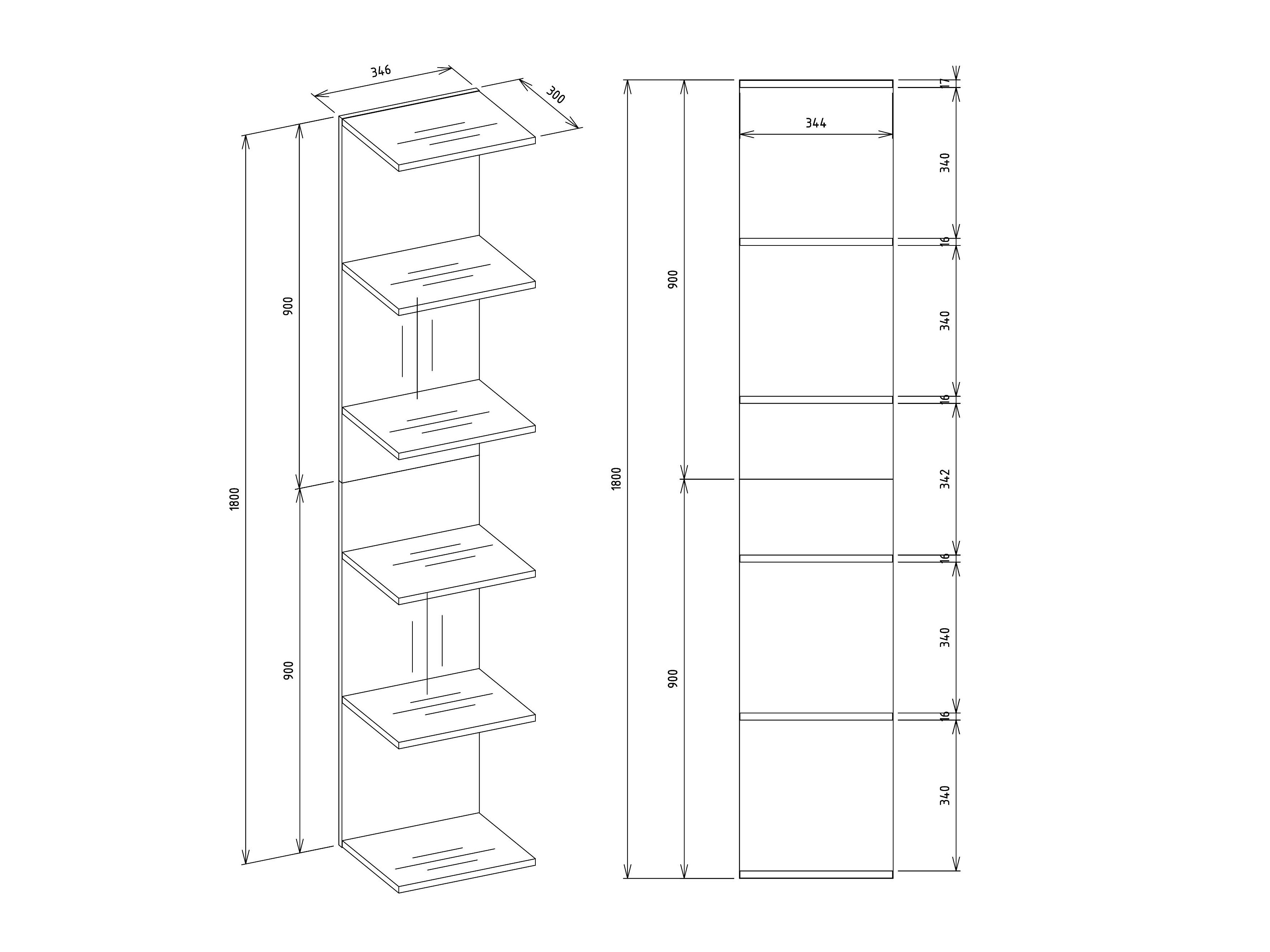 Wall-mounted set of shelves Mandeville 333
