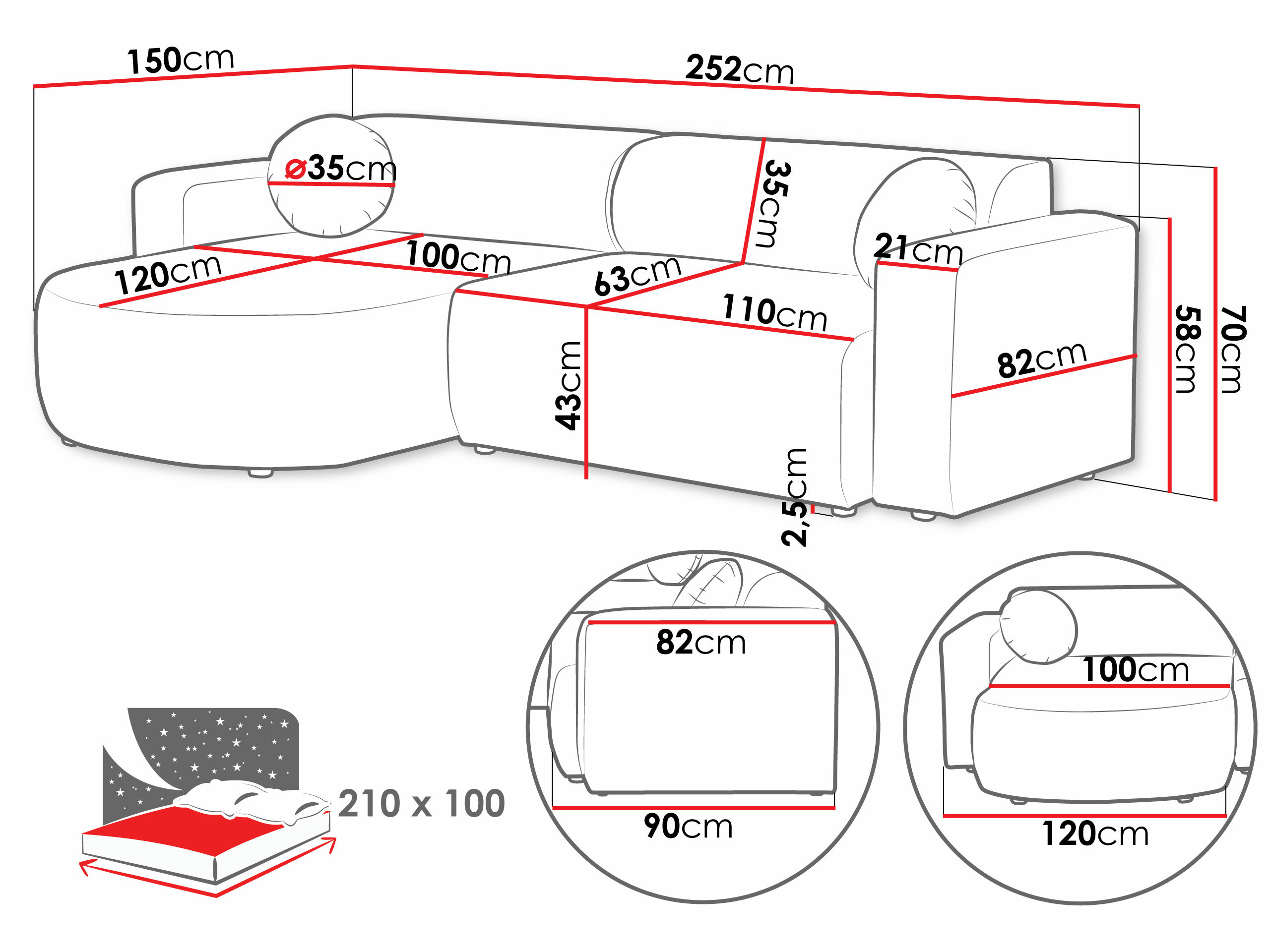 Corner sofa Comfivo Corus (Velo 633)