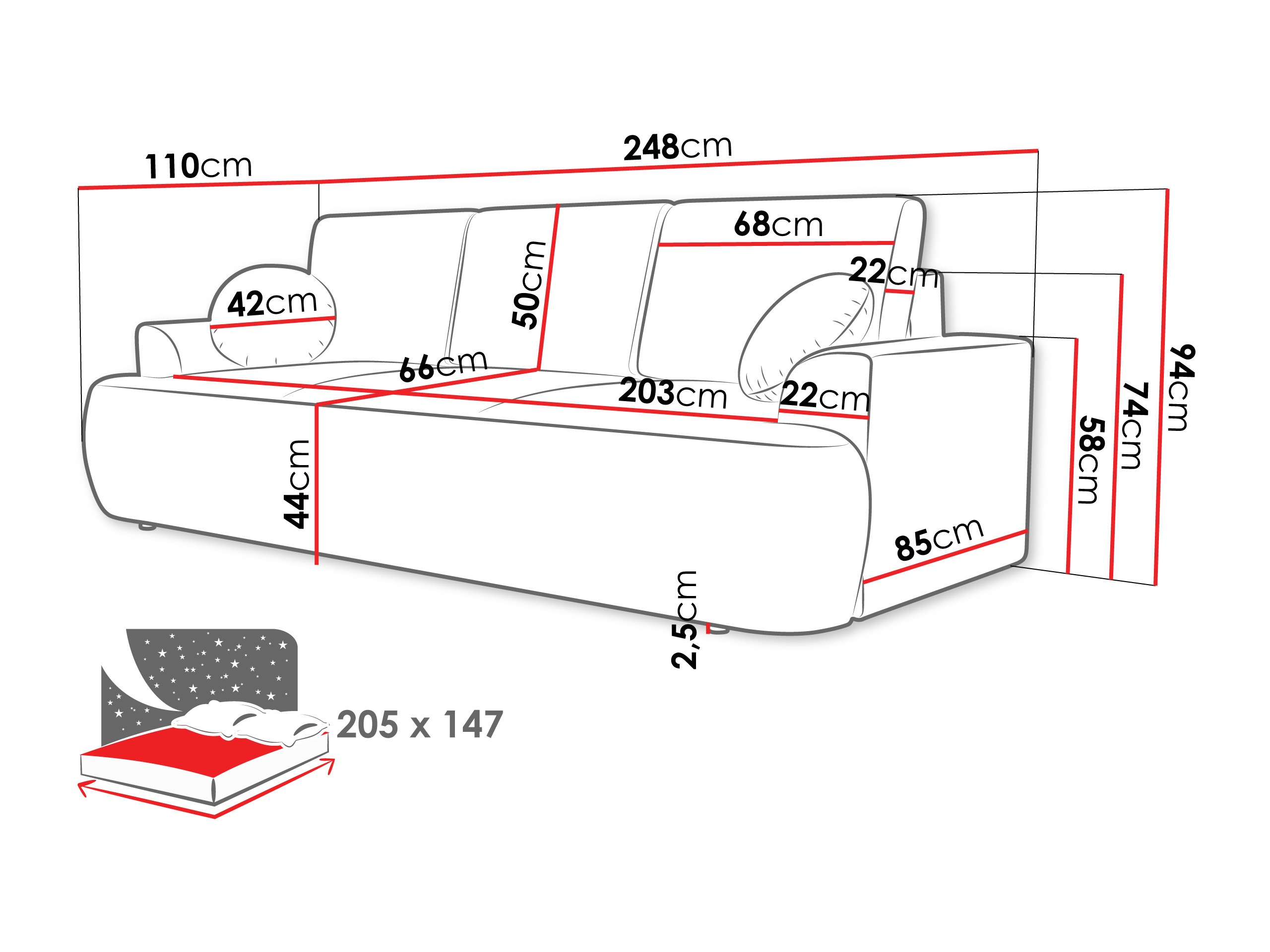 Sofa bed Bountiful 104 (Lima 16)