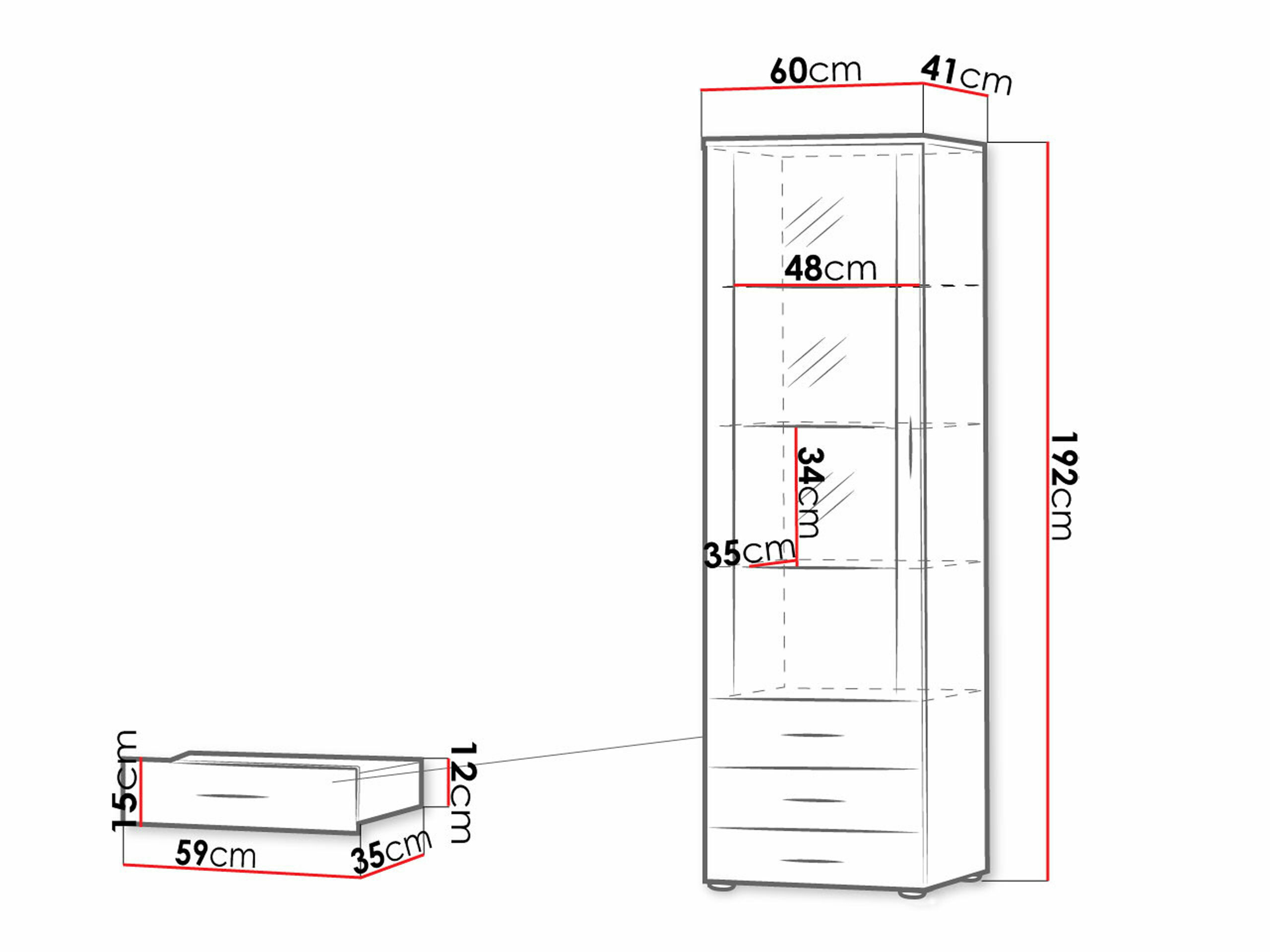Bookcase Tornola 102 (Black + Glossy black)