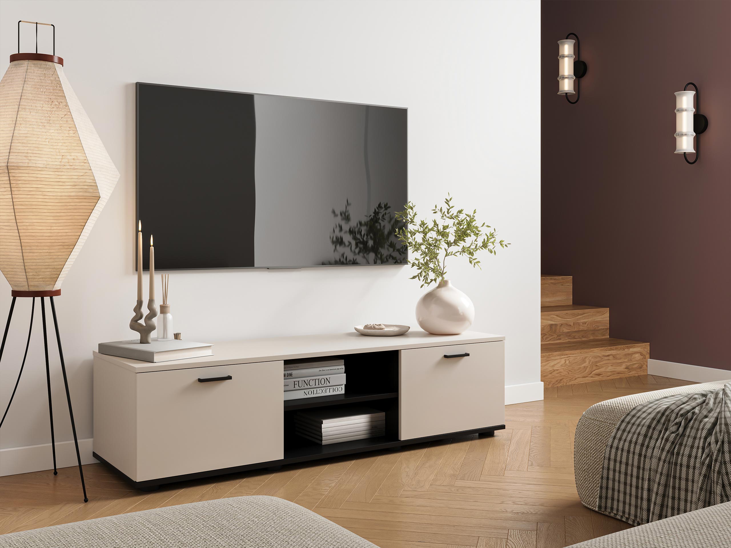 TV stand Tornola 100 (Cashmere + Black)