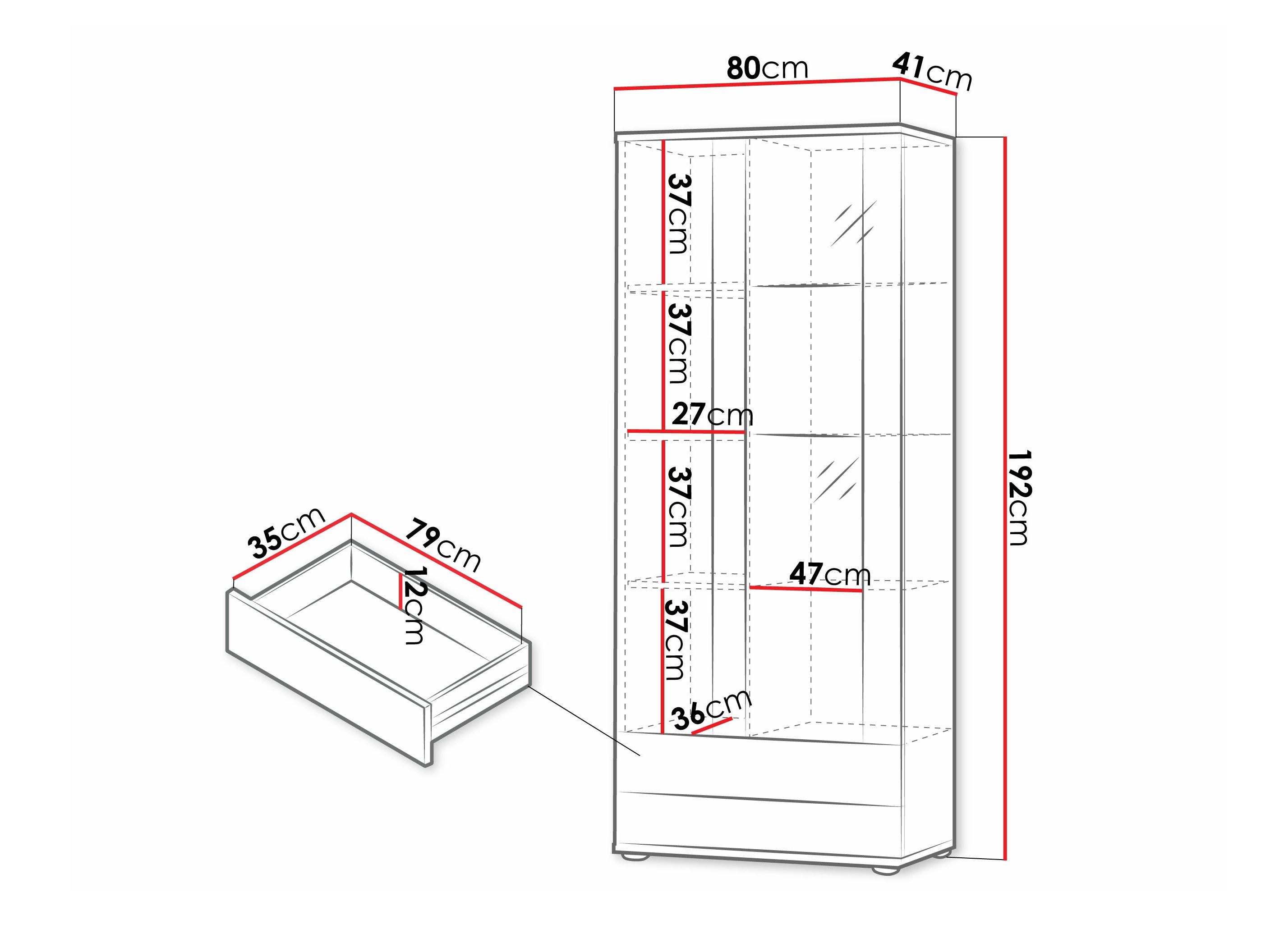Bookcase Tornola 105 (Black + Glossy black)