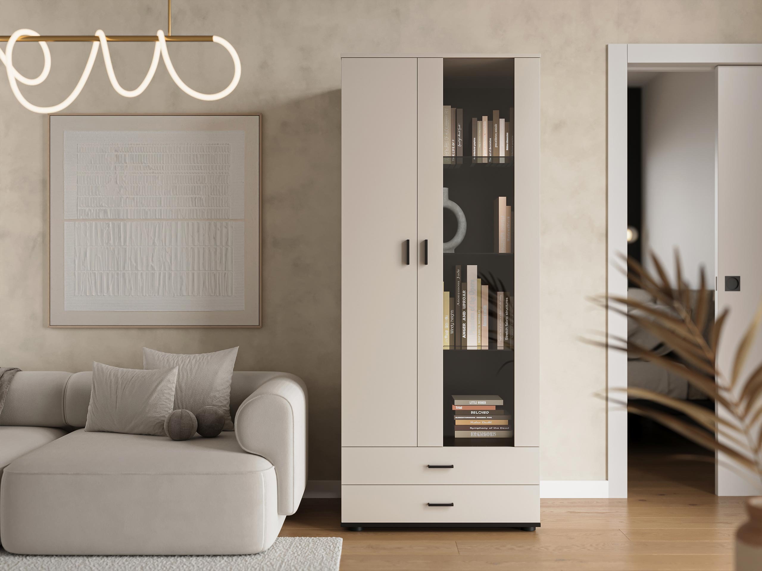 Bookcase Tornola 105 (Cashmere + Black)