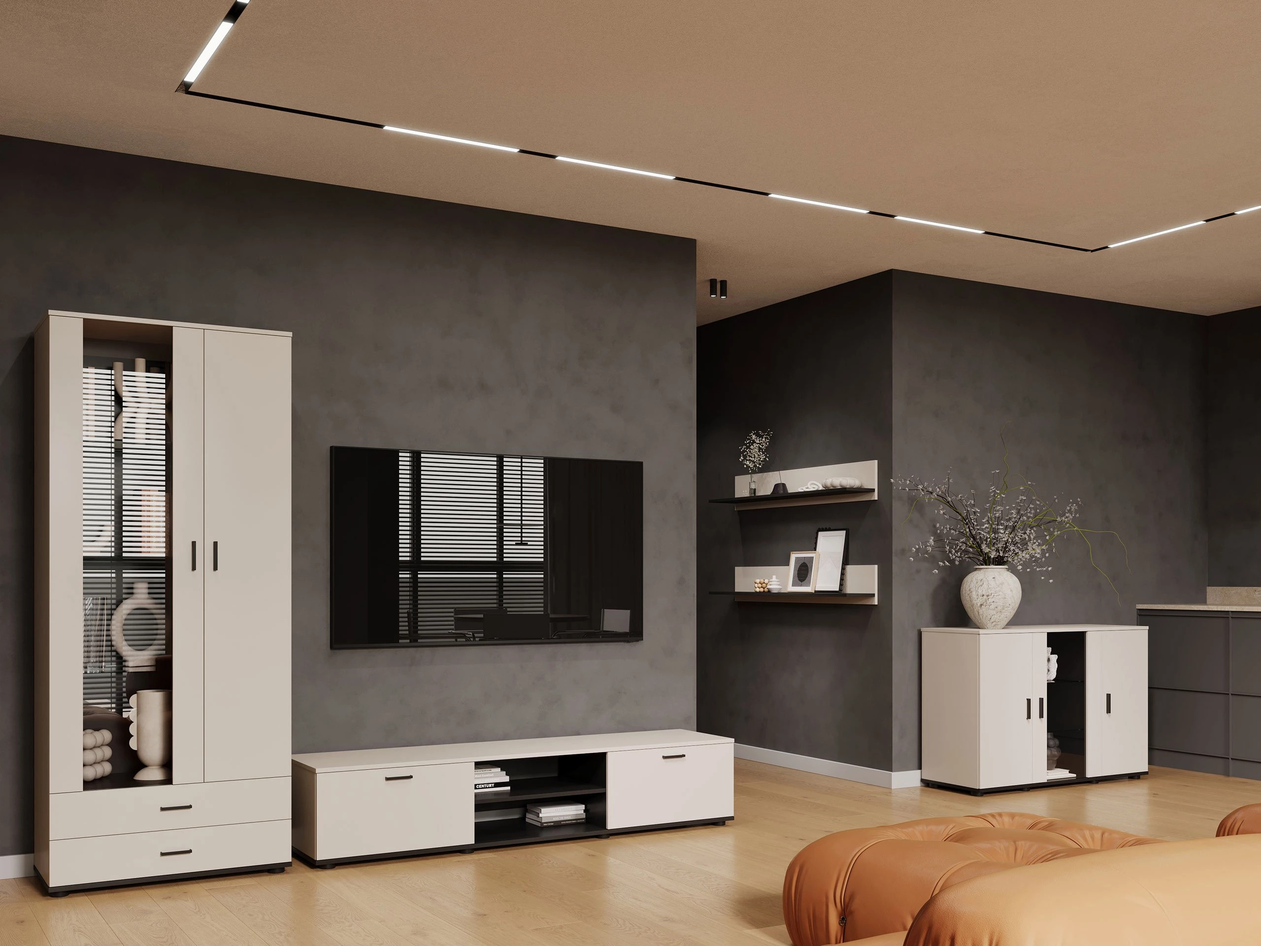 Bookcase Tornola 105 (Cashmere + Black)
