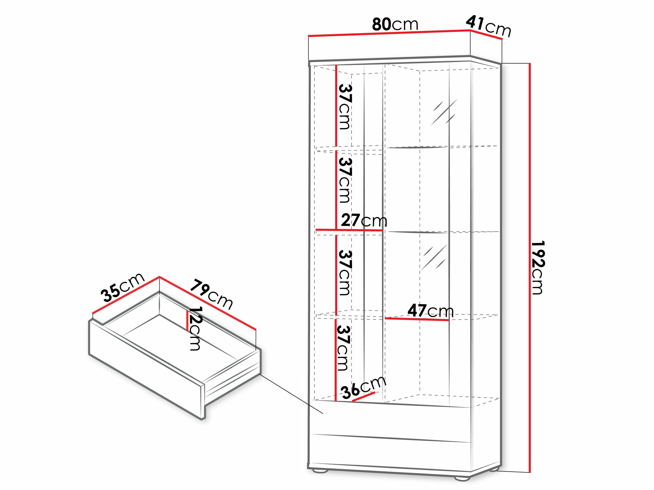 Bookcase Tornola 105 (White + Glossy white)