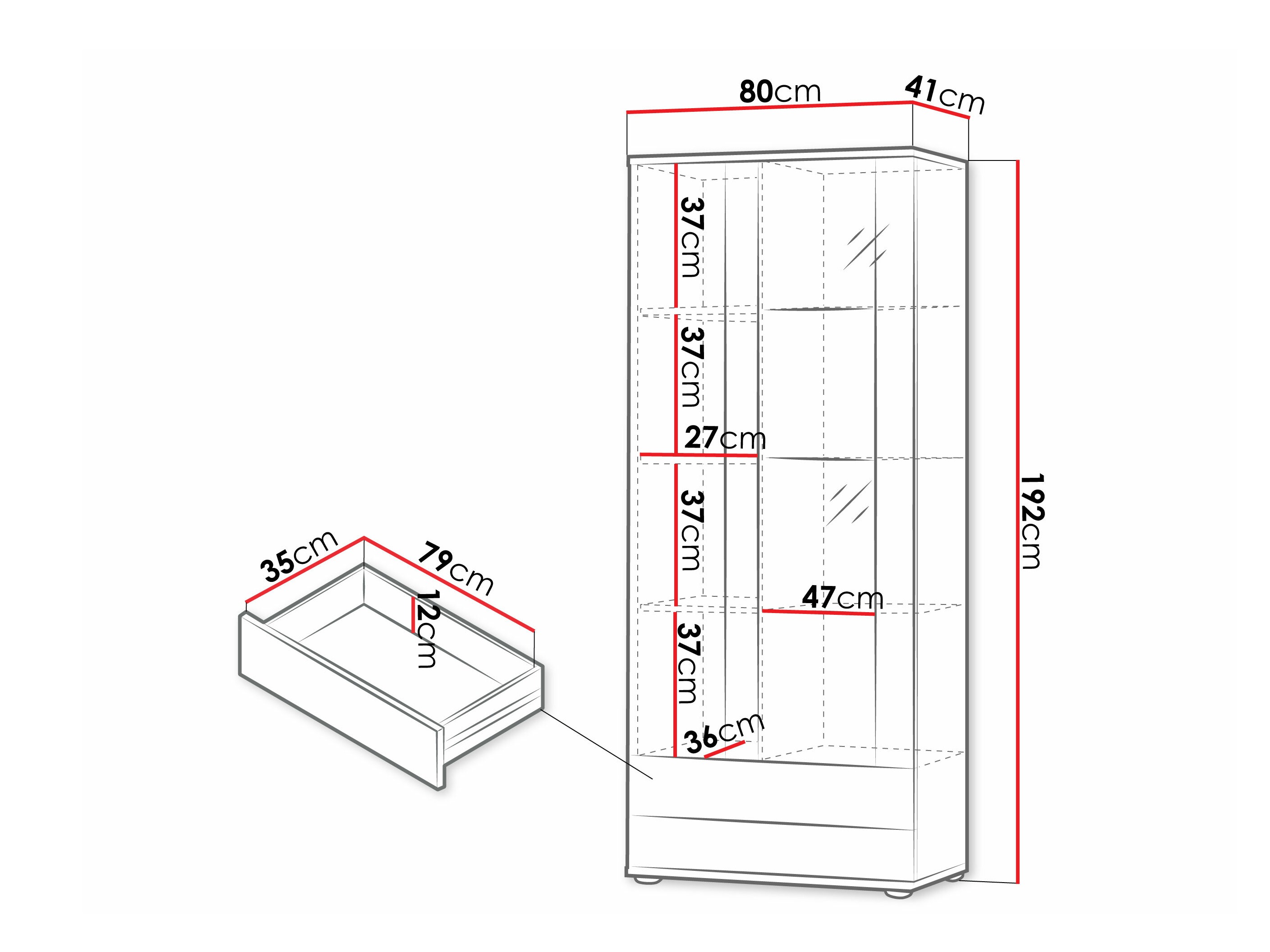 Bookcase Tornola 105 (White + Glossy white)