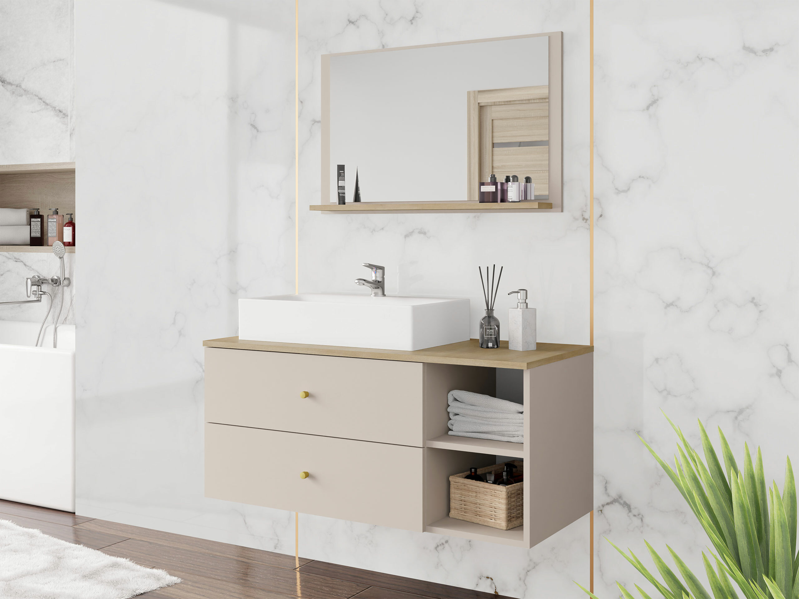 Bathroom set Salus I (Cashmere + Cremona oak)