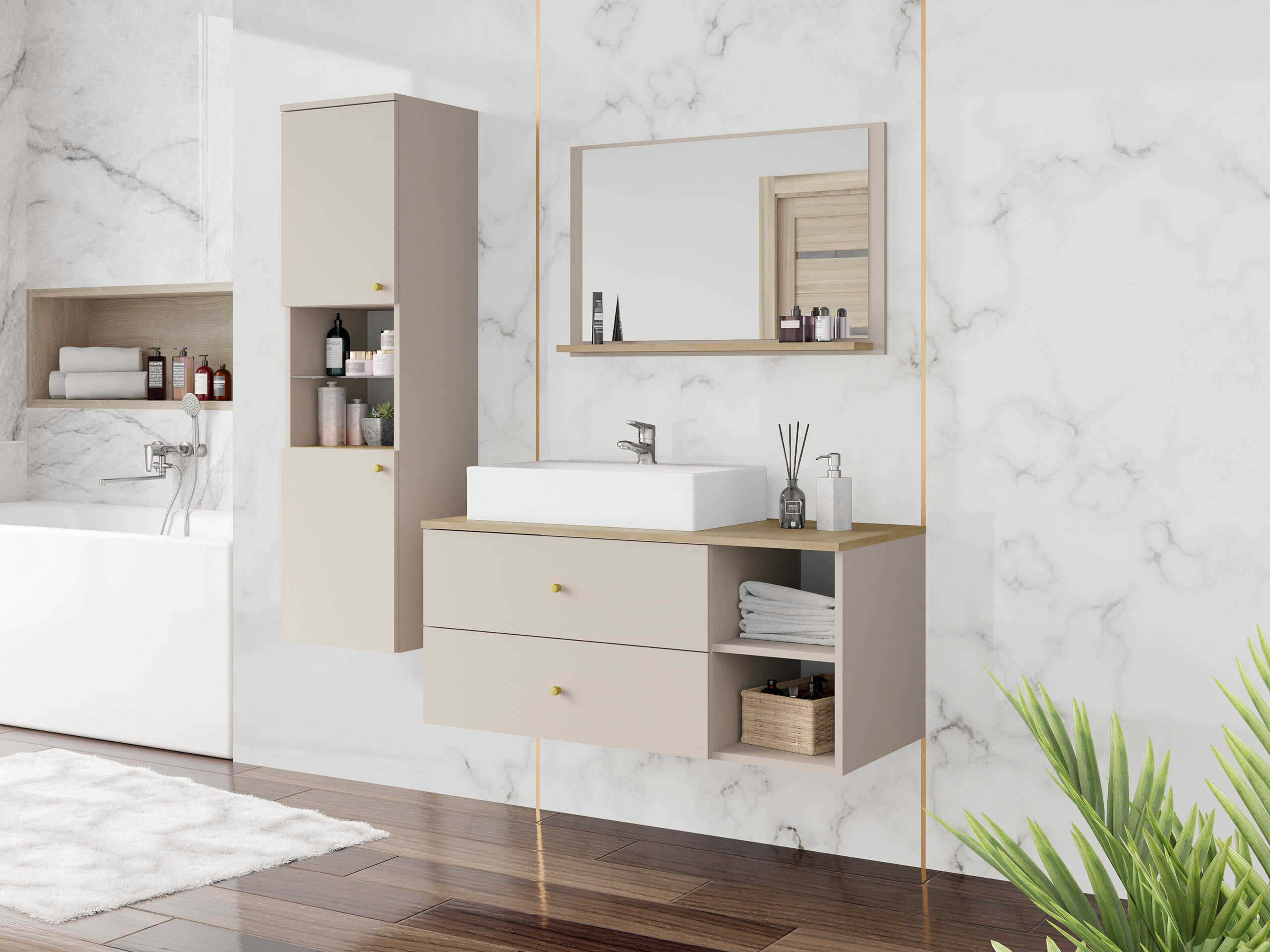 Bathroom set Salus II (Cashmere + Cremona oak)