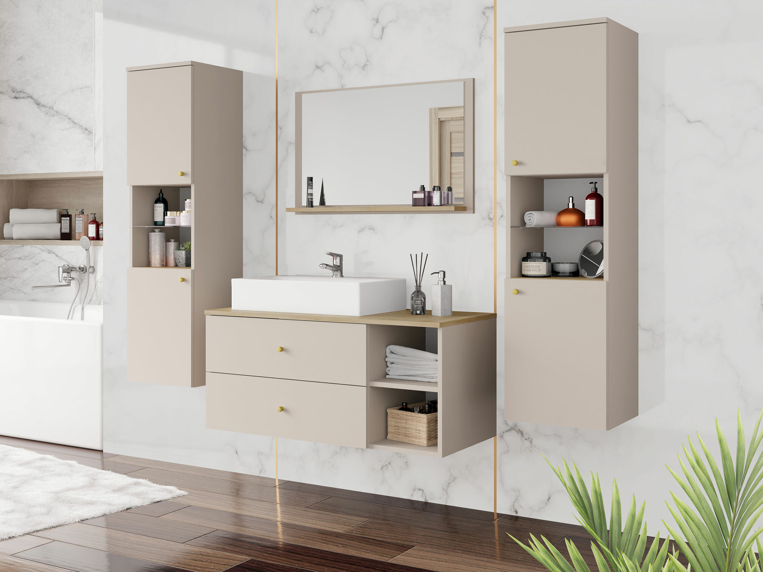 Bathroom set Salus III (Cashmere + Cremona oak)