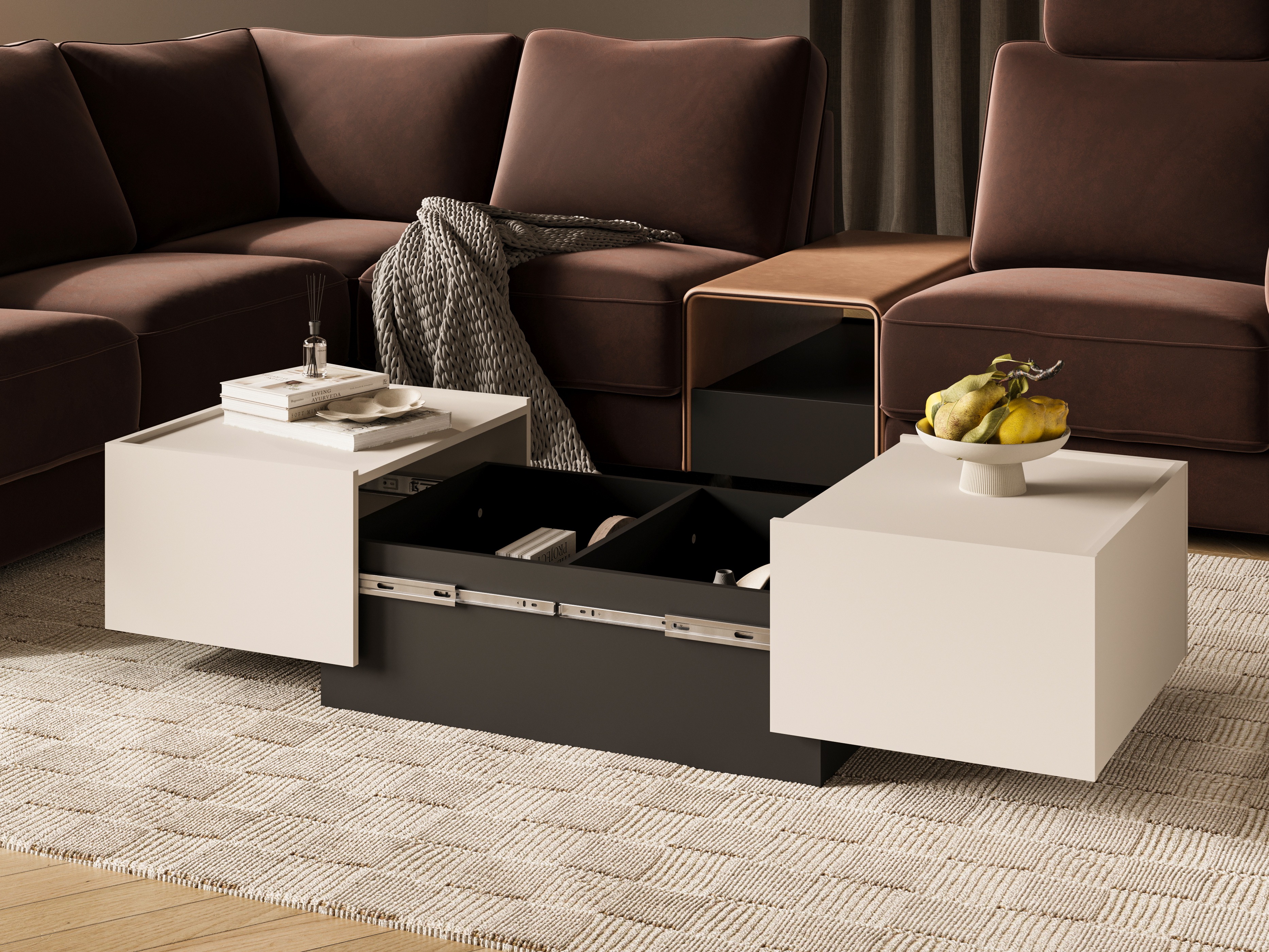 Transforming coffee table Austin 380 (Cashmere + Black)