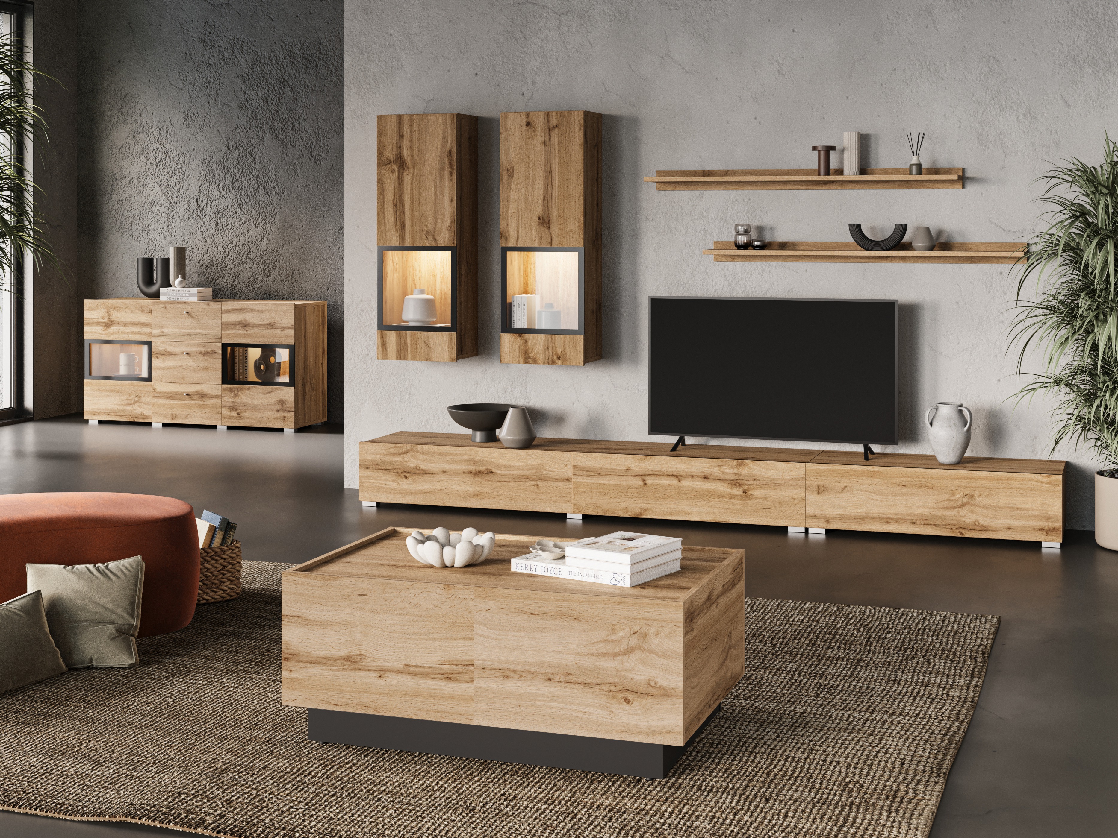 Transforming coffee table Austin 380 (Wotan Oak + Black)