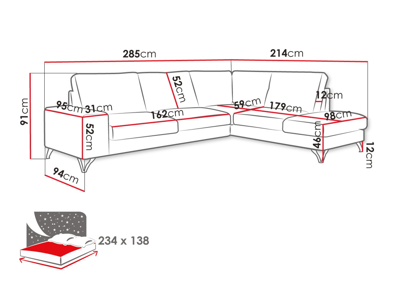 Corner sofa ComfiDream Lyrana II (Verita 53)