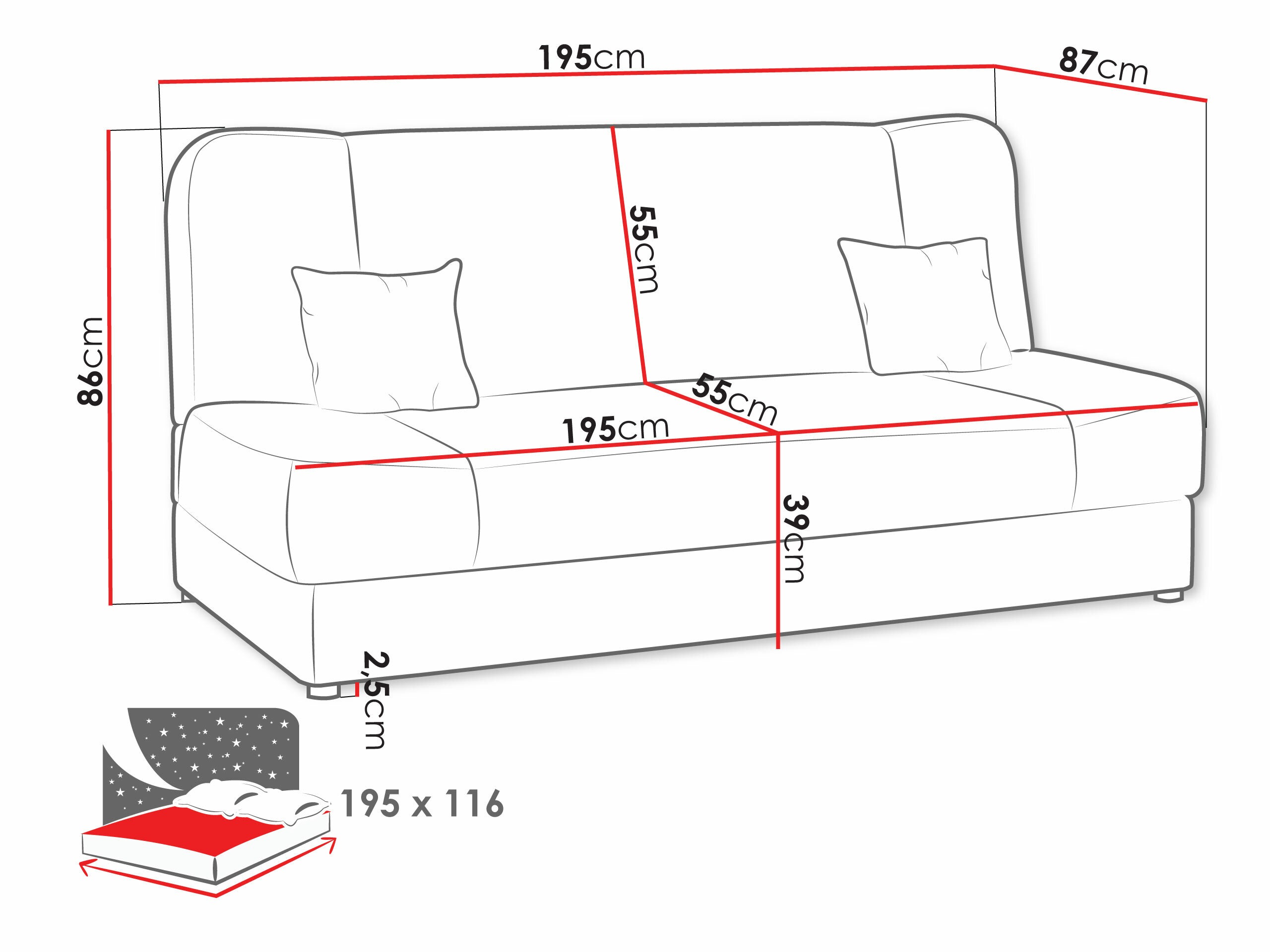 Sofa bed Comfivo Cera II (Bizon 2113 + Bizon 2112)