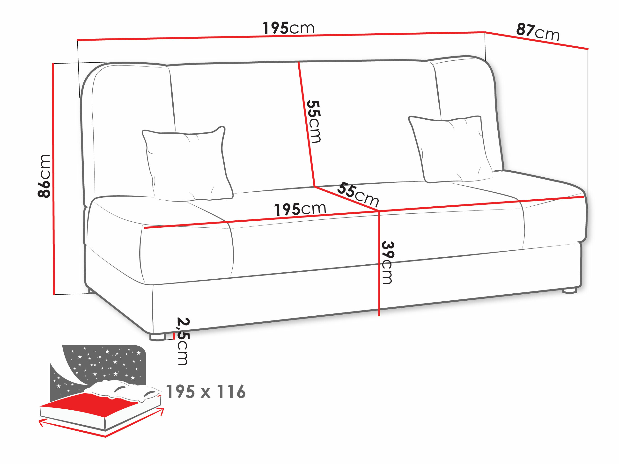 Sofa bed Comfivo Cera II (Venus Velvet 2911 + Kenya 796)
