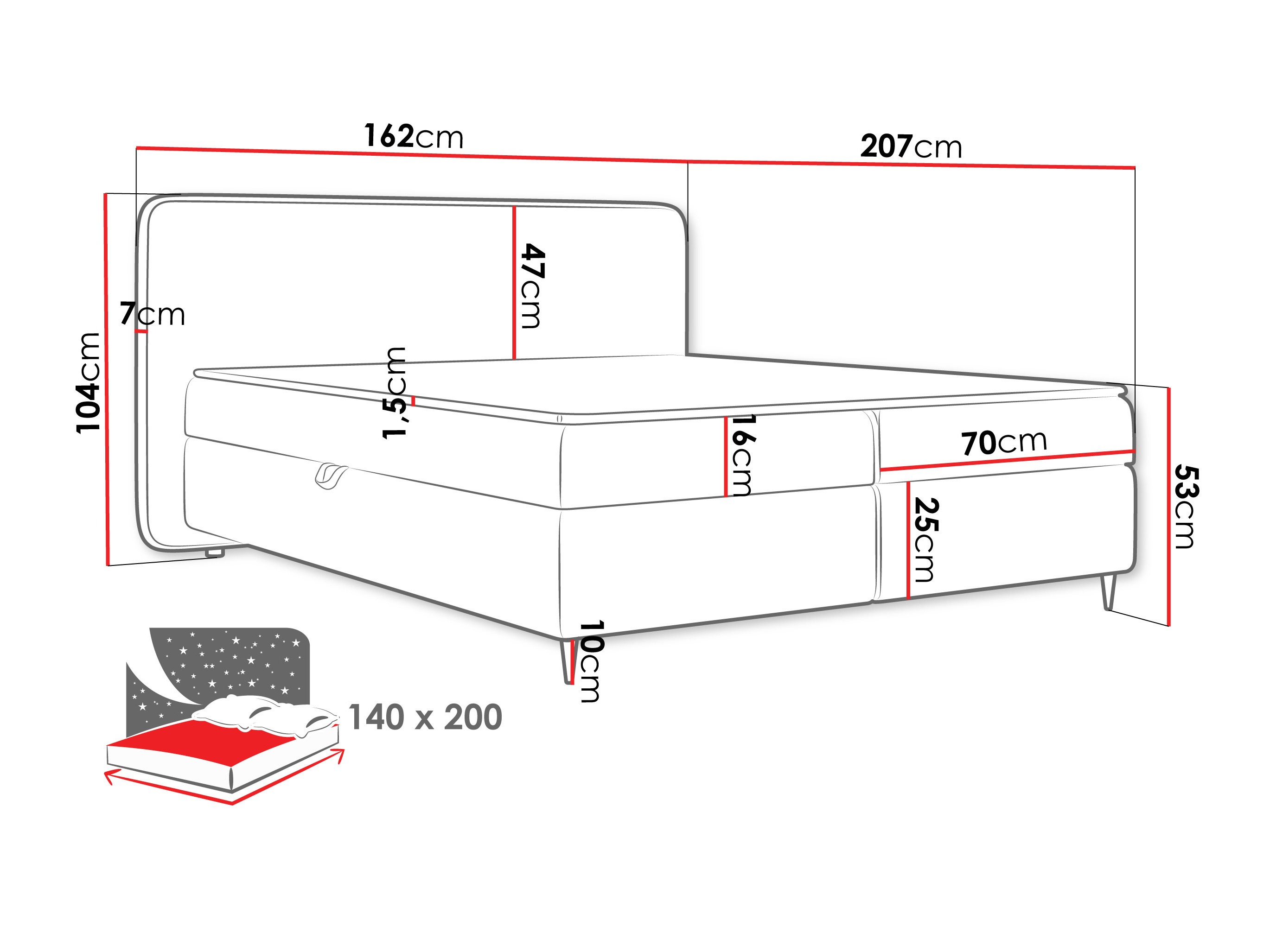 Continental bed Stonecrest 108 (Taro 05)