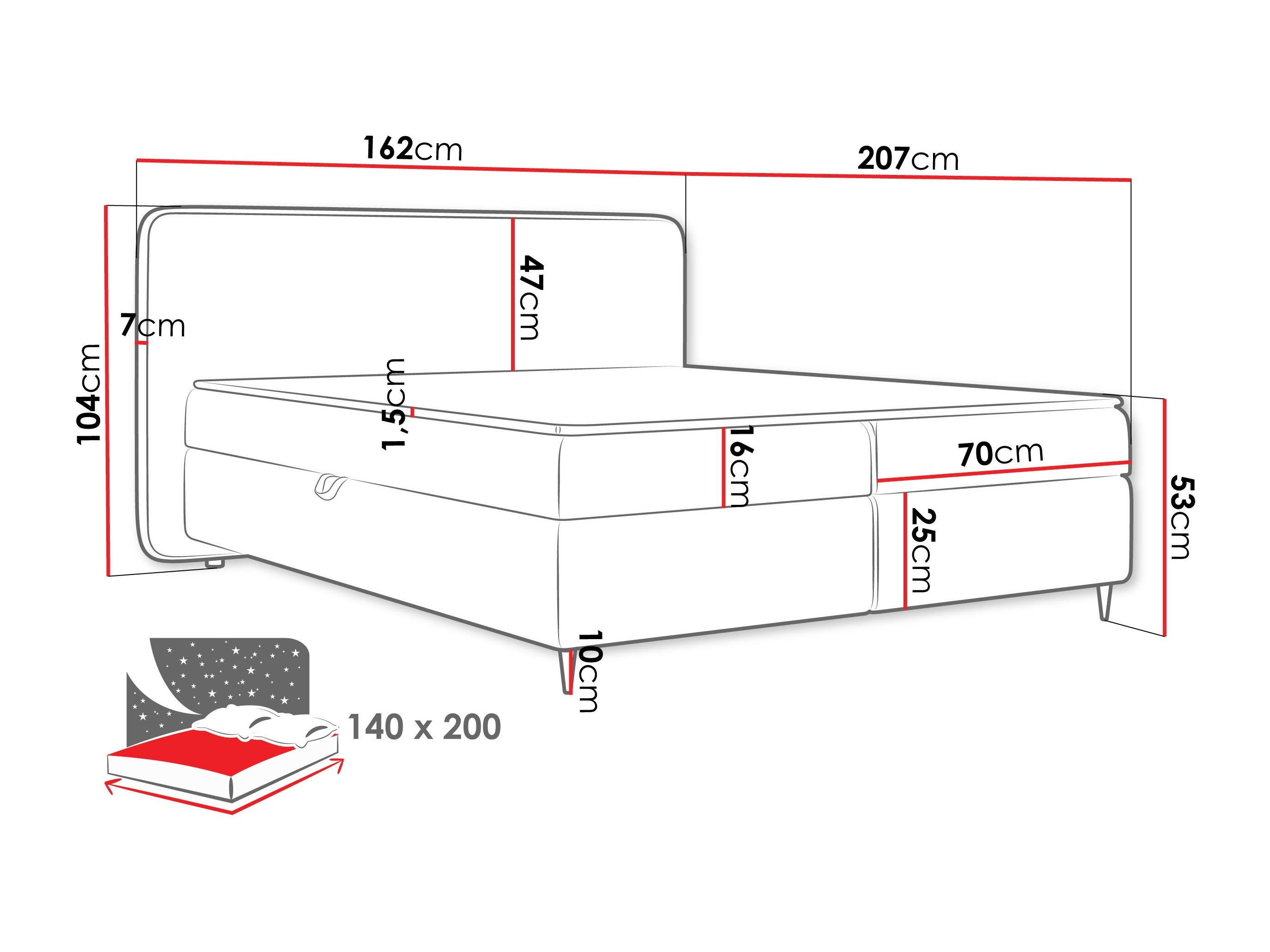 Continental bed Stonecrest 108 (Taro 11)