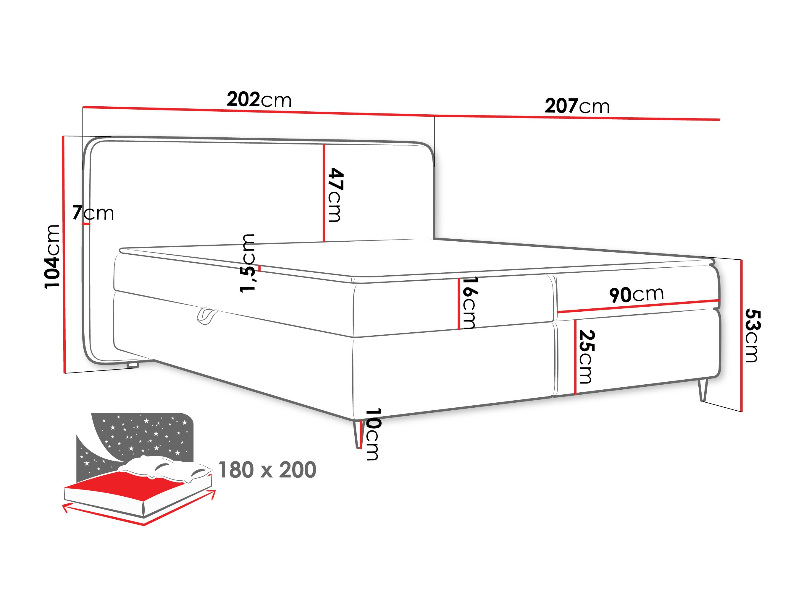 Continental bed Stonecrest 108 (Taro 11)