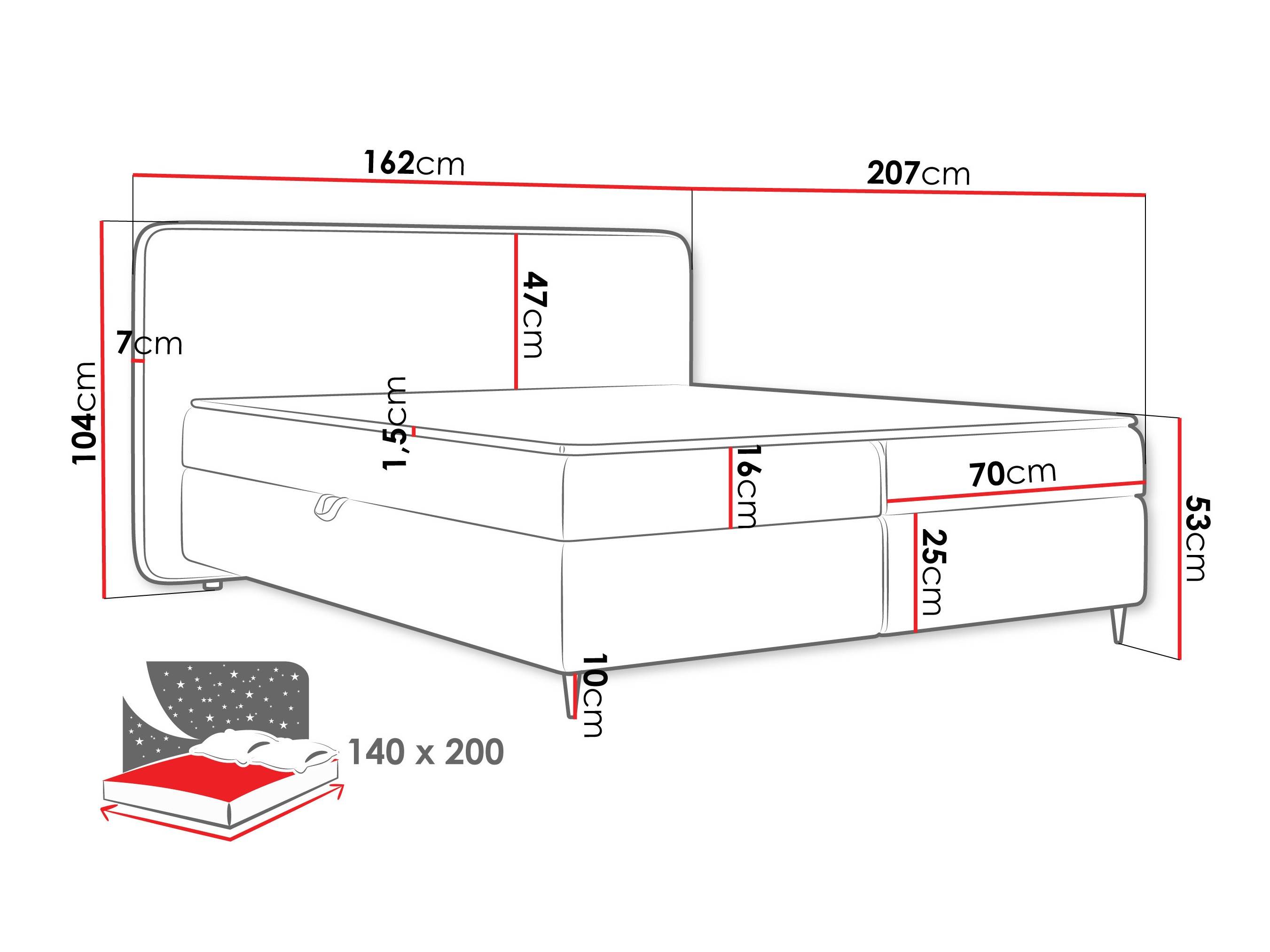 Continental bed Stonecrest 108 (Taro 33)