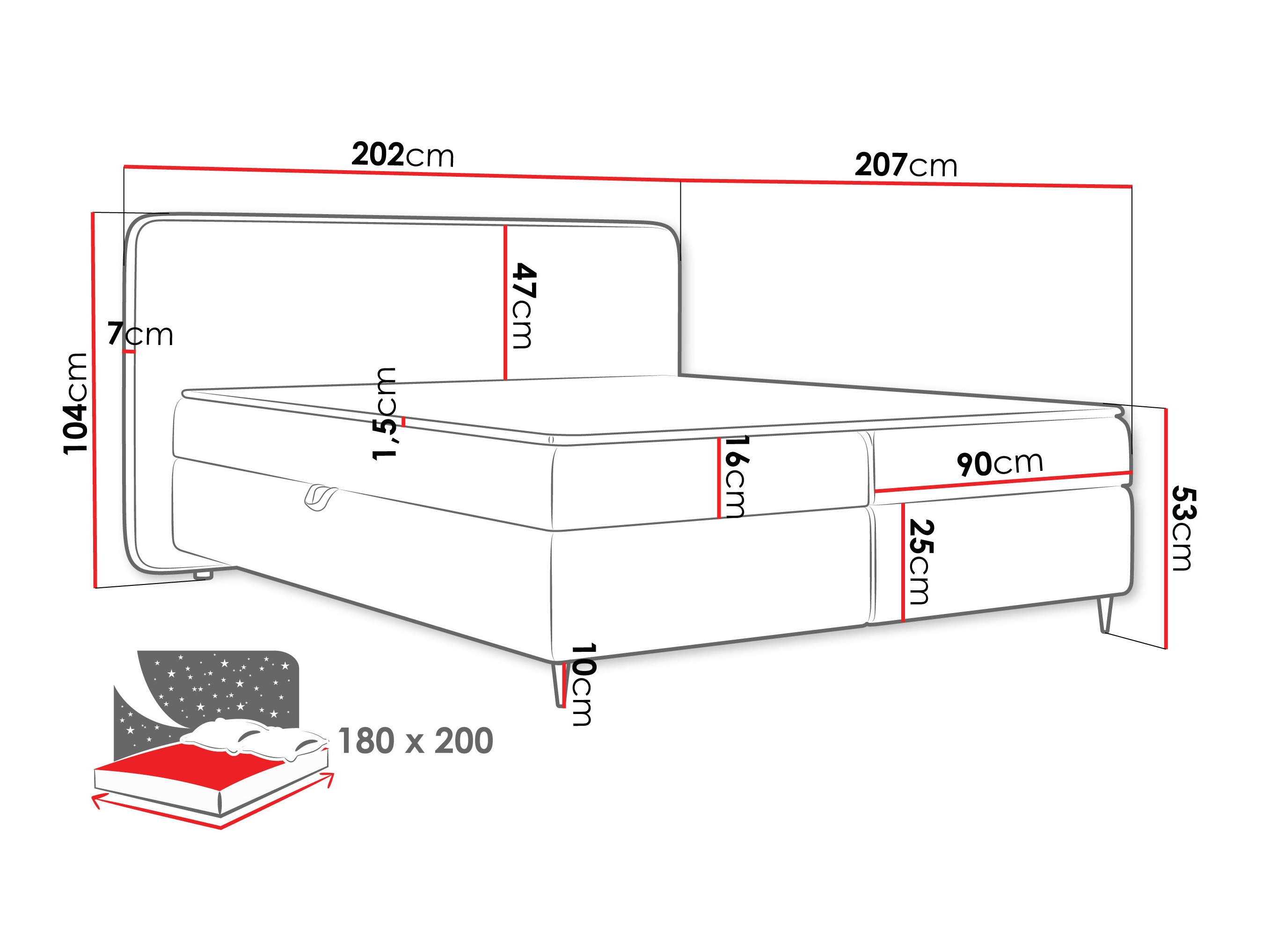 Continental bed Stonecrest 108 (Taro 33)