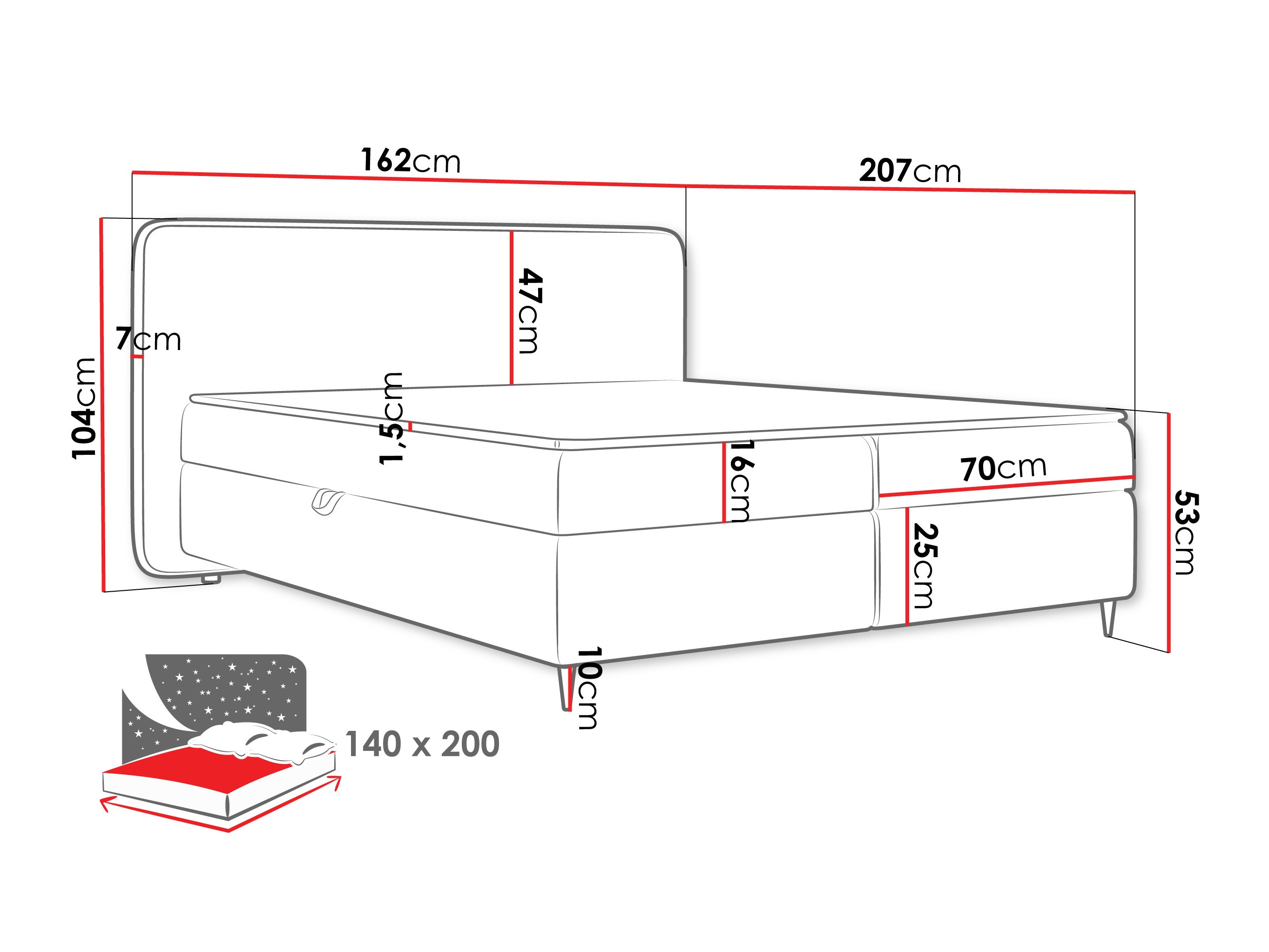 Continental bed Stonecrest 108 (Taro 98)