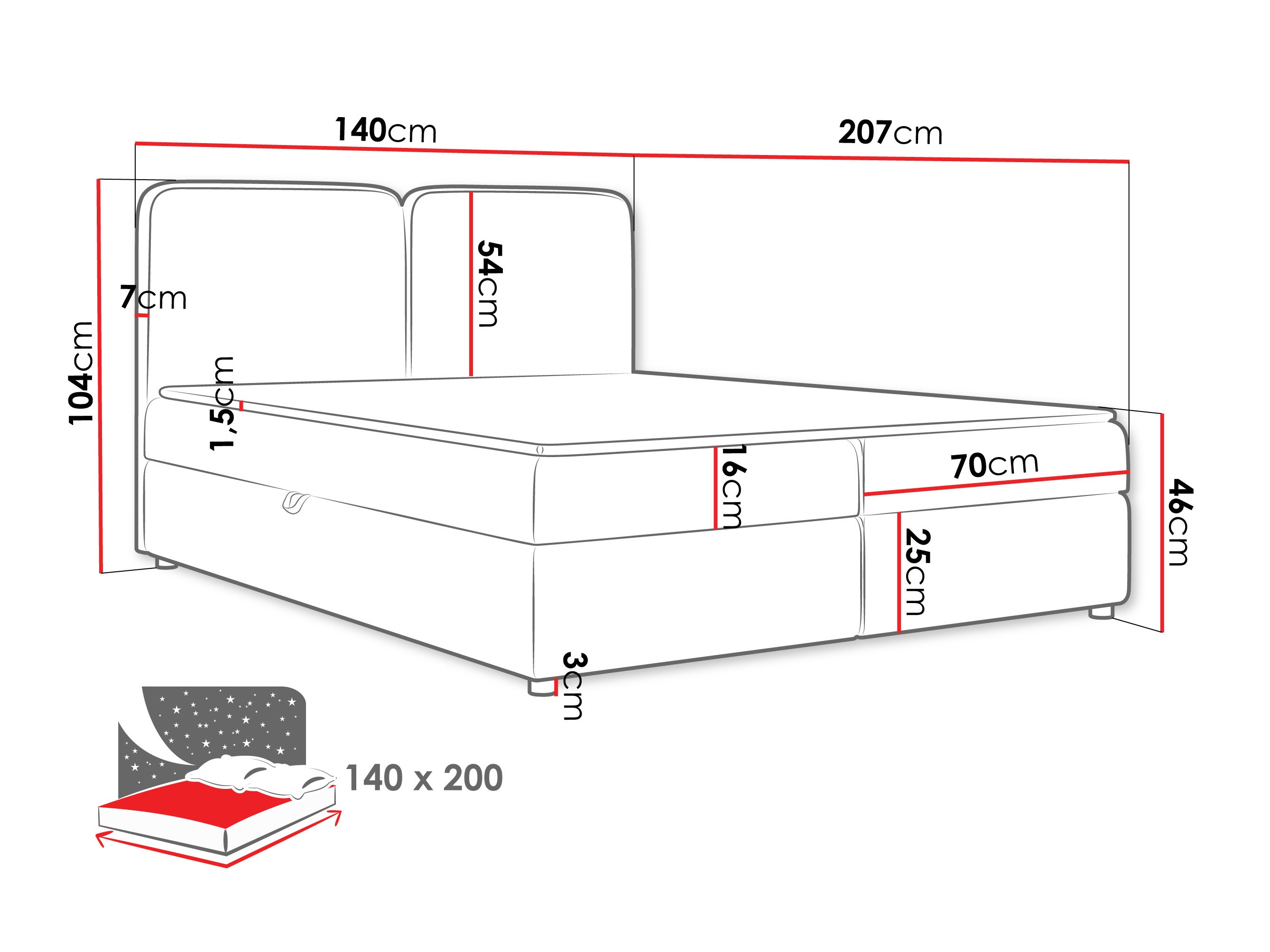Continental bed Stonecrest 109 (Taro 01)
