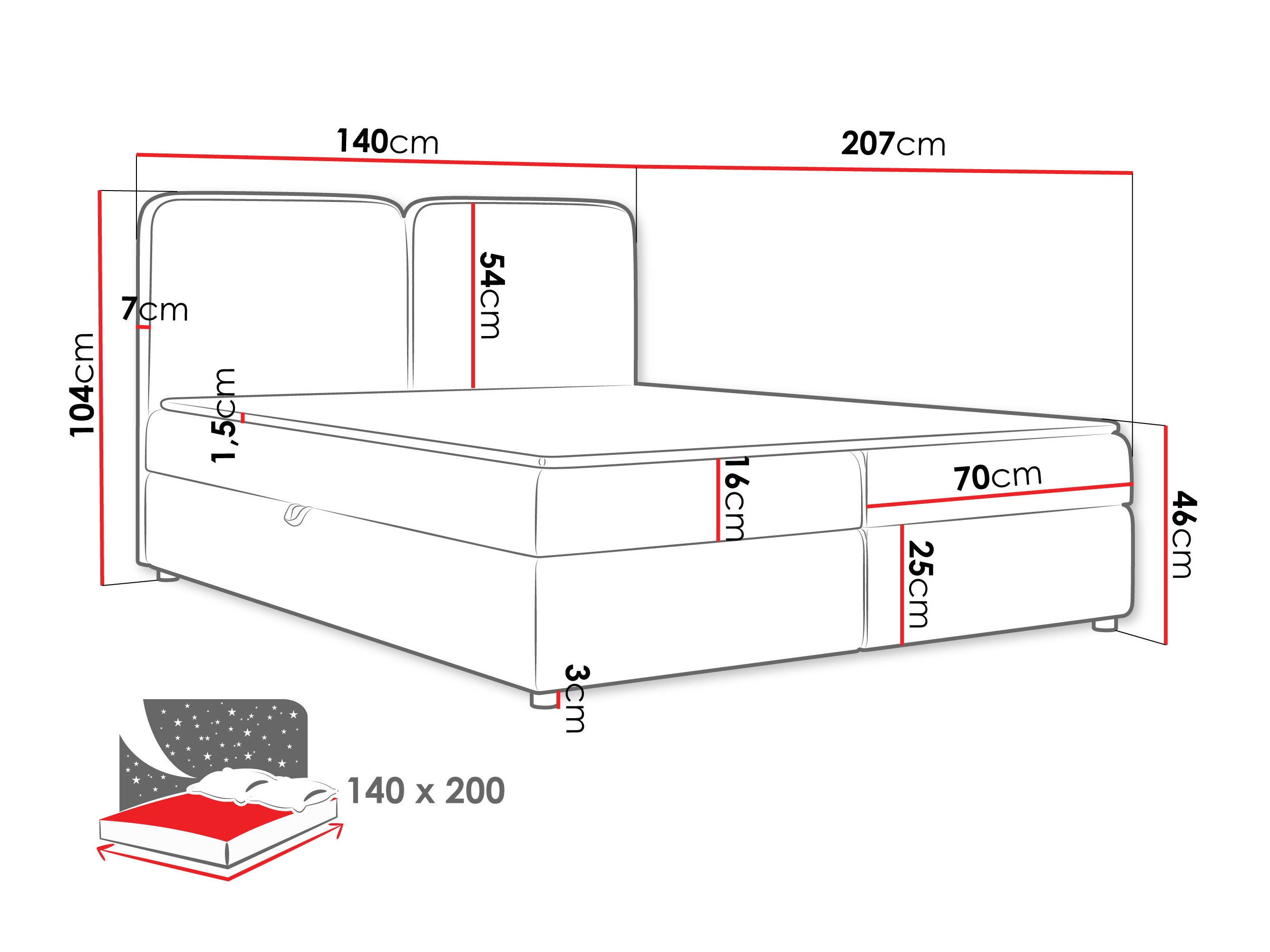 Continental bed Stonecrest 109 (Taro 98)