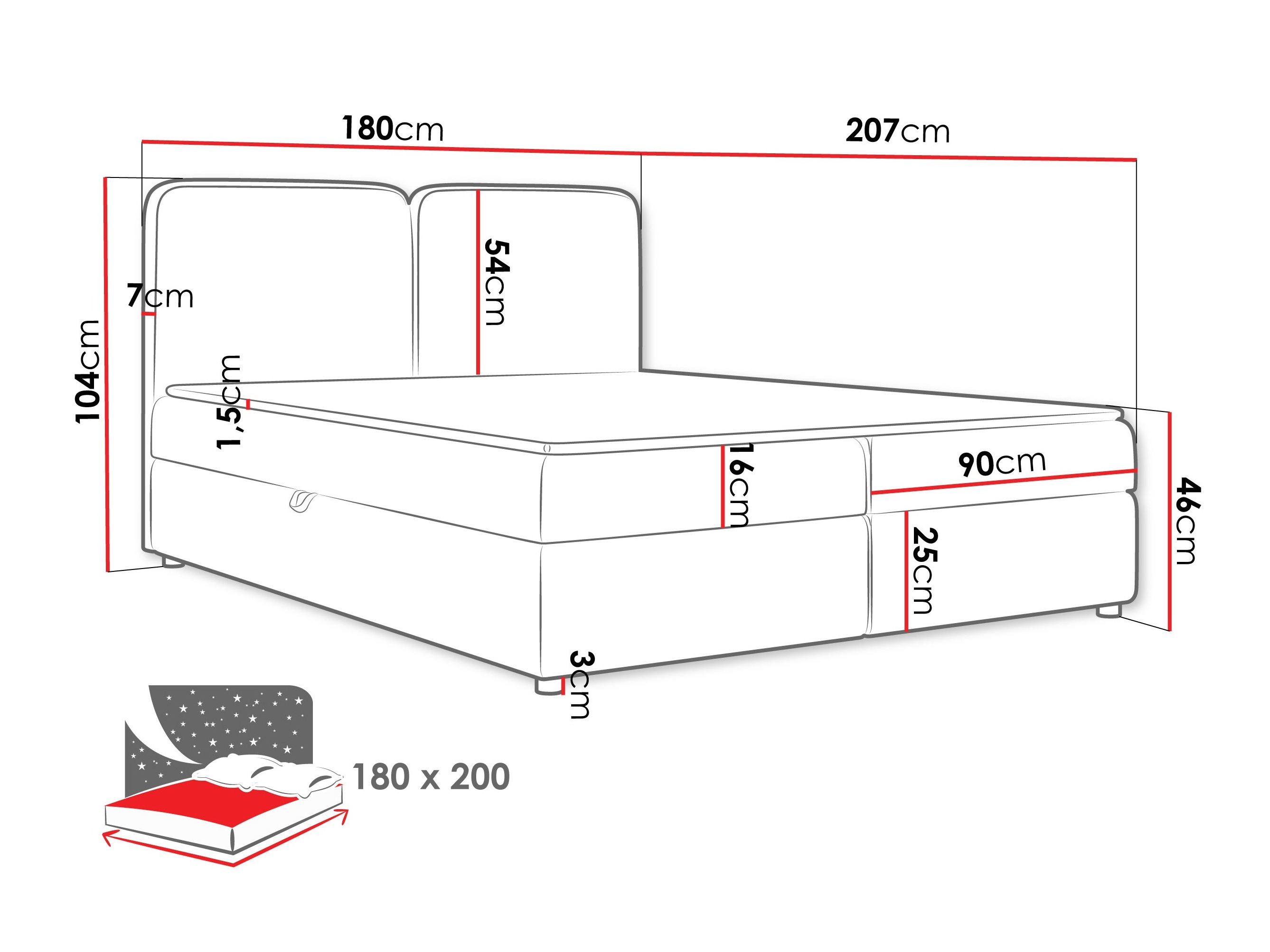 Continental bed Stonecrest 109 (Taro 98)