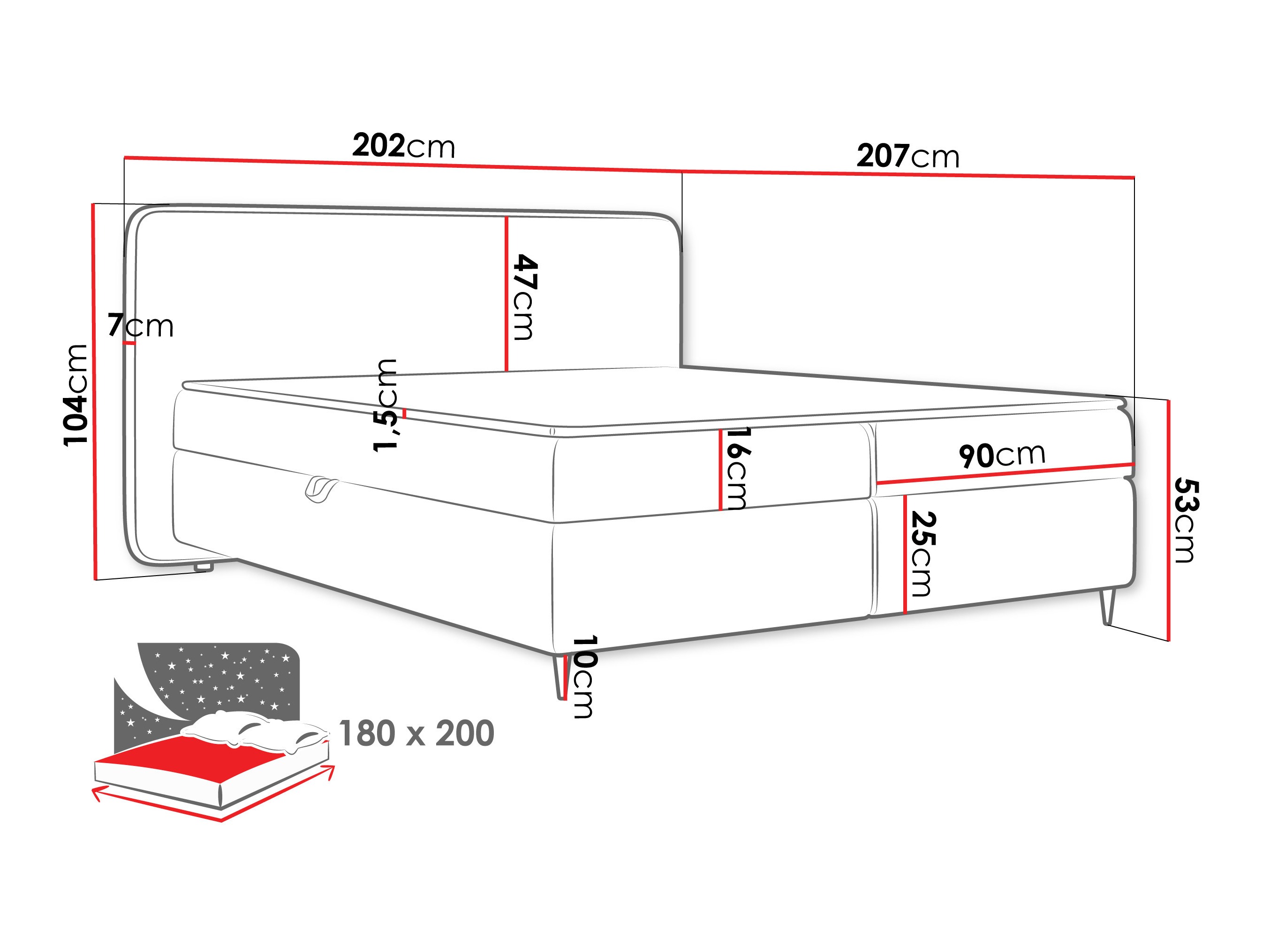 Continental bed Stonecrest 108 (Taro 05)