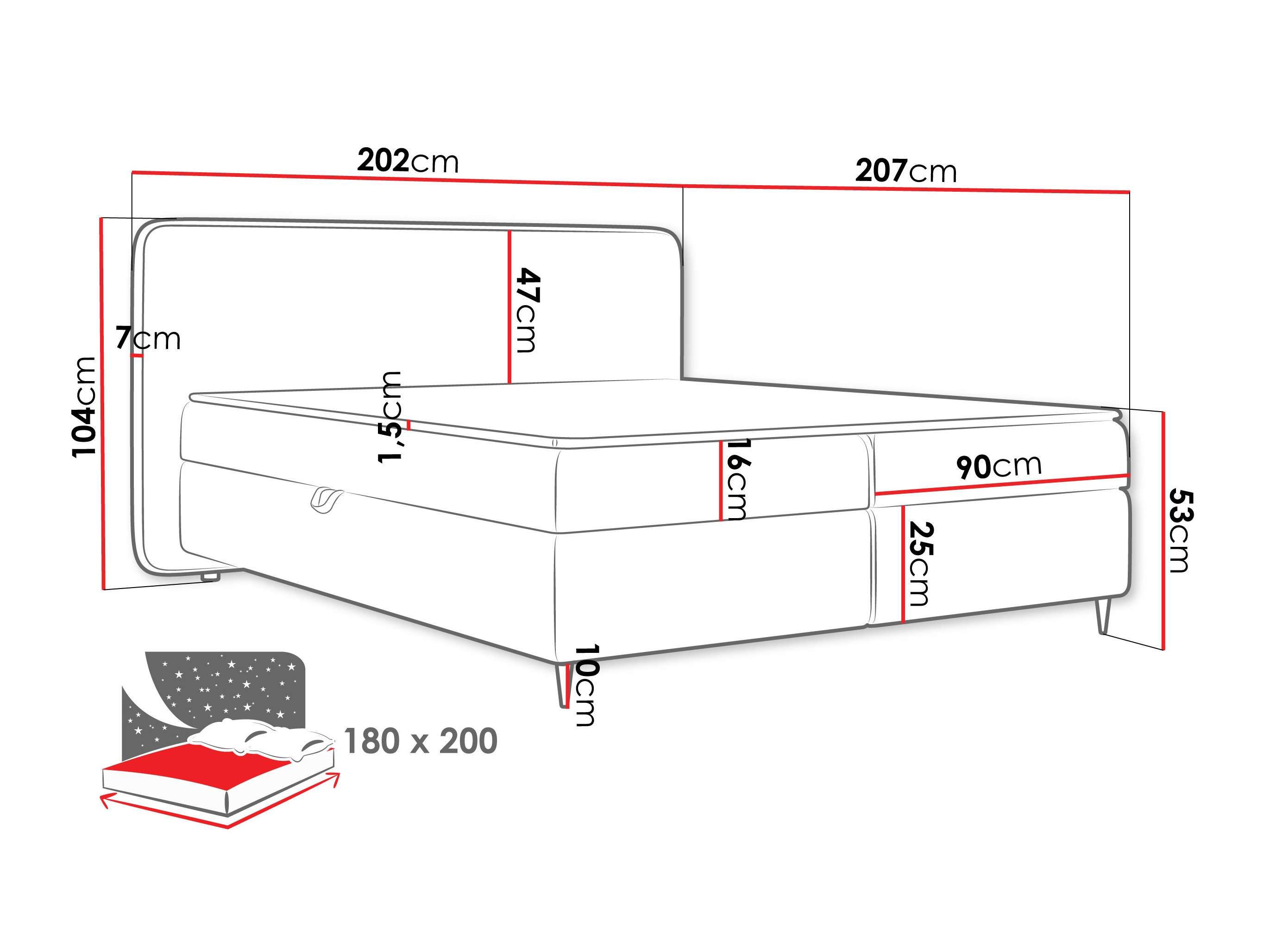 Continental bed Stonecrest 108 (Taro 98)