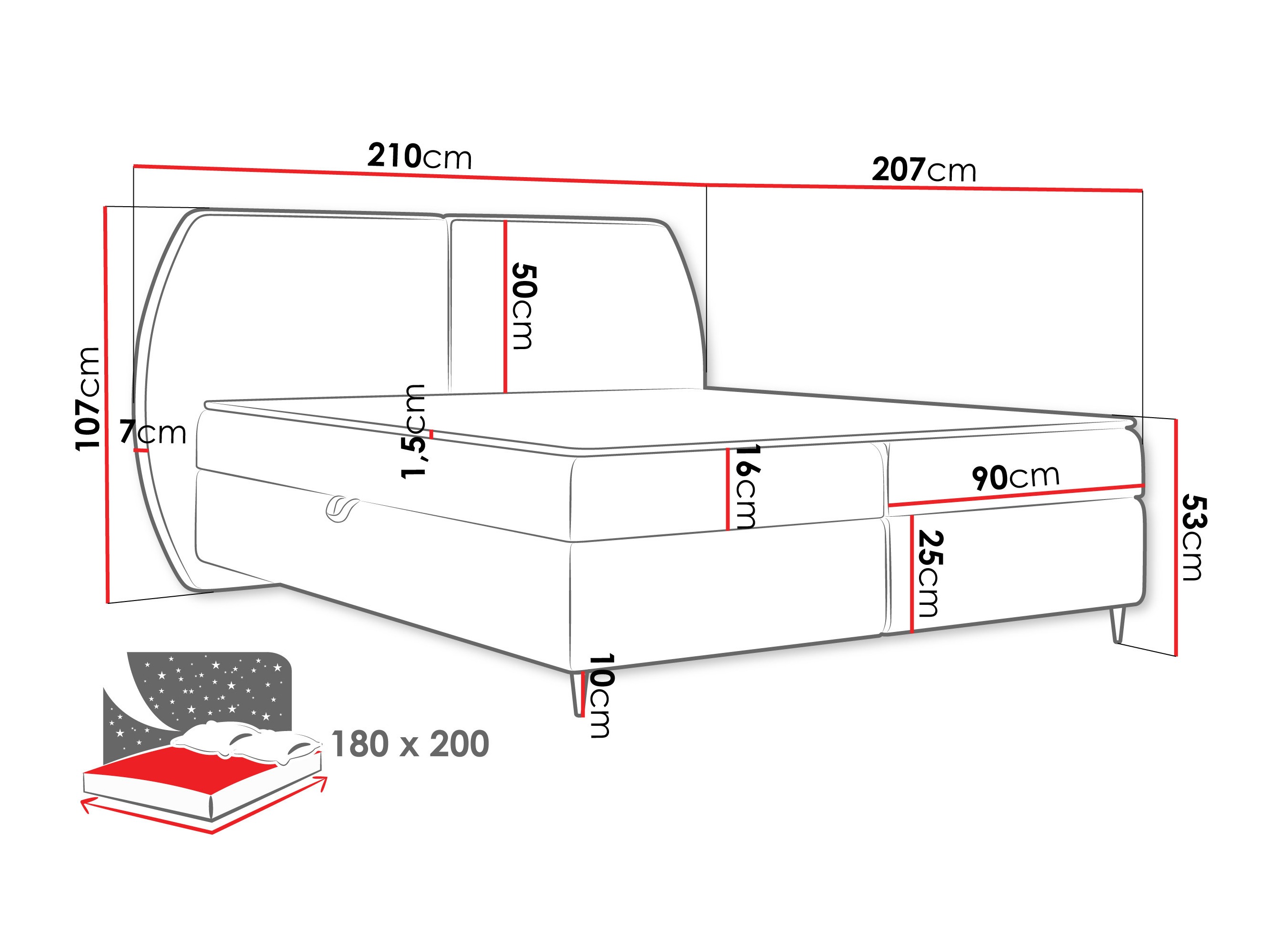 Continental bed Stonecrest 110 (Wave 01)