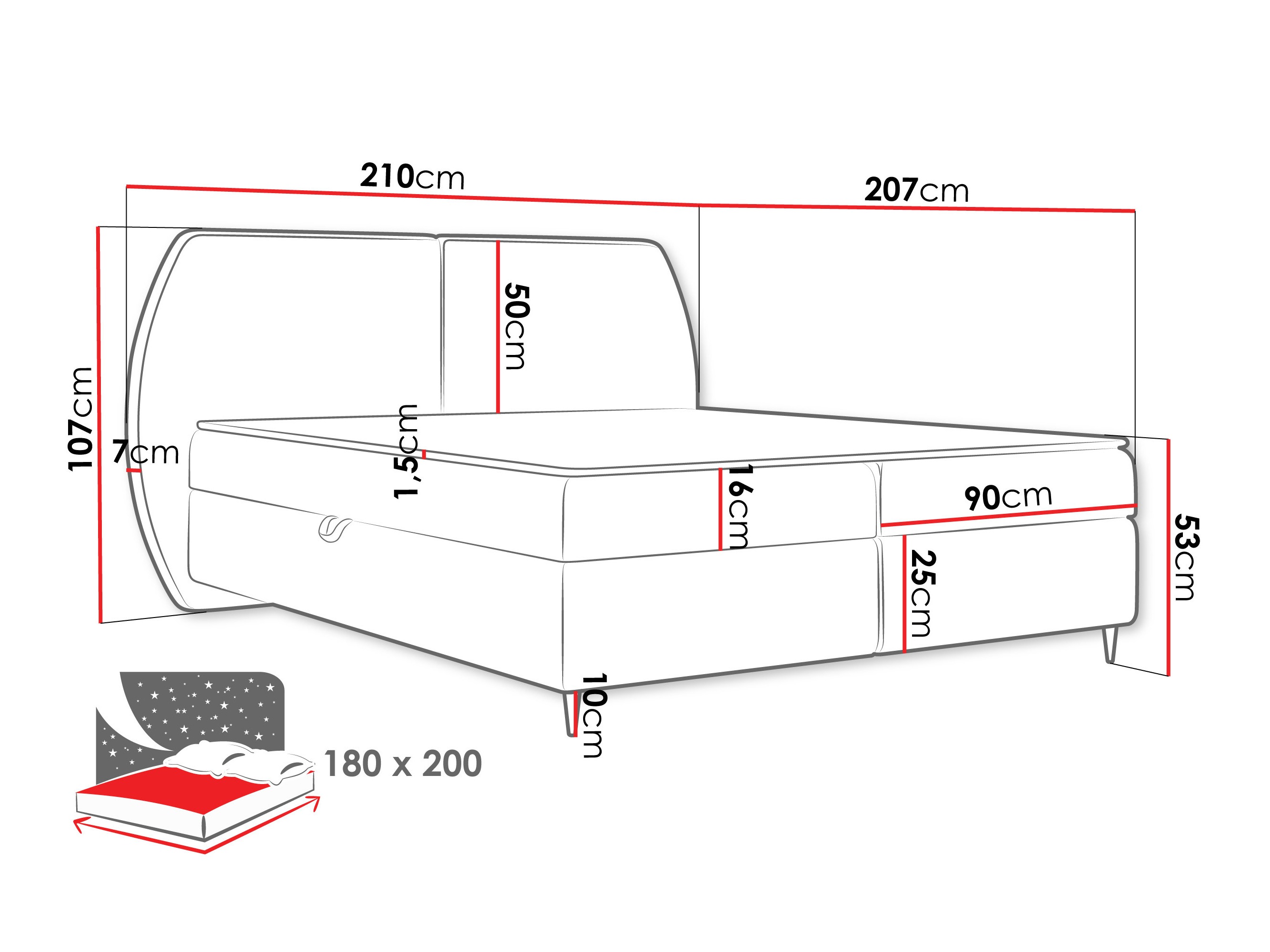 Continental bed Stonecrest 110 (Wave 04)