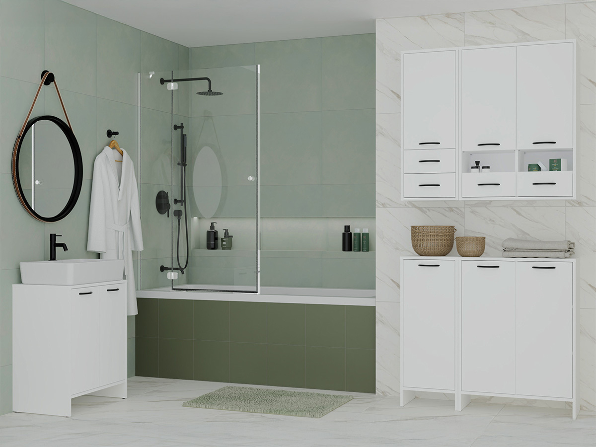 Standing bathroom cabinet for washbasin Servou 113 (White)